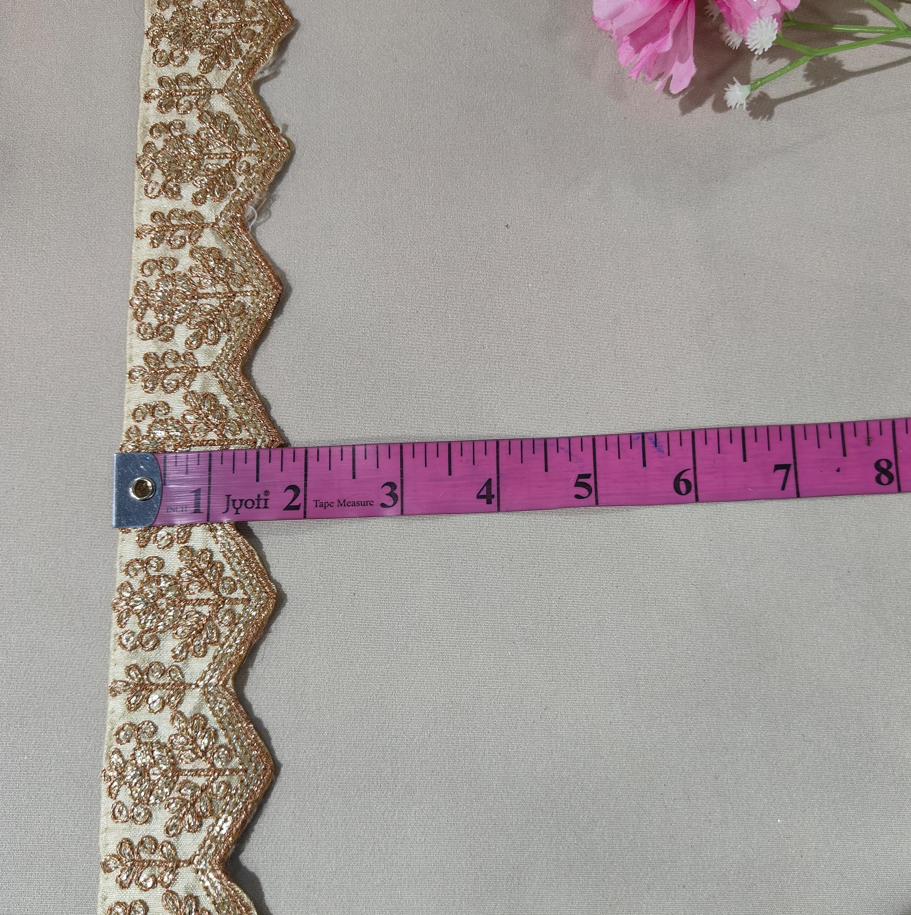 Cream Chevron Zari Embroidery Lace 15840 - Image 3