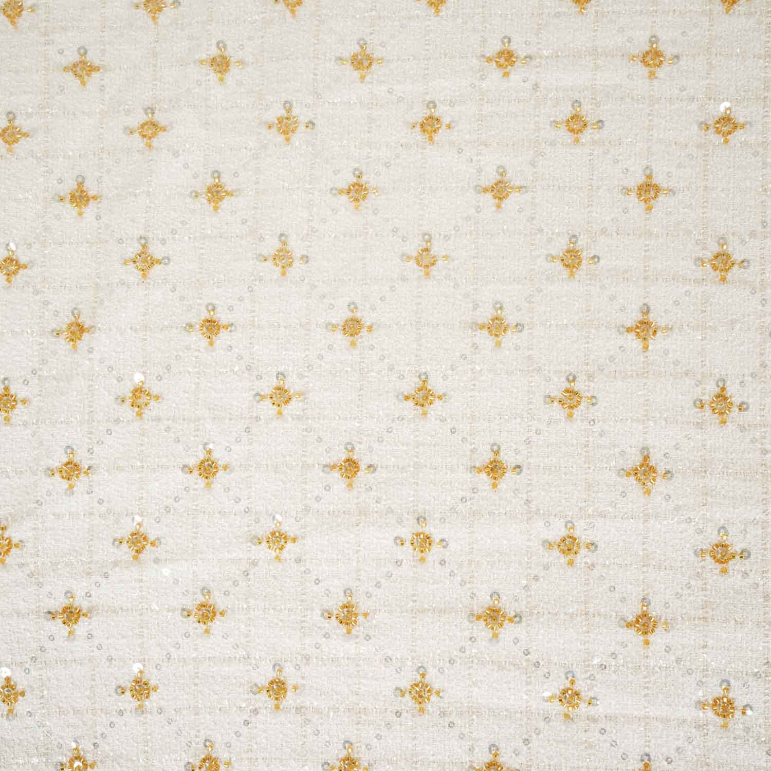 Cream Cutdana Tweed Fabric AF-27967 - Image 5