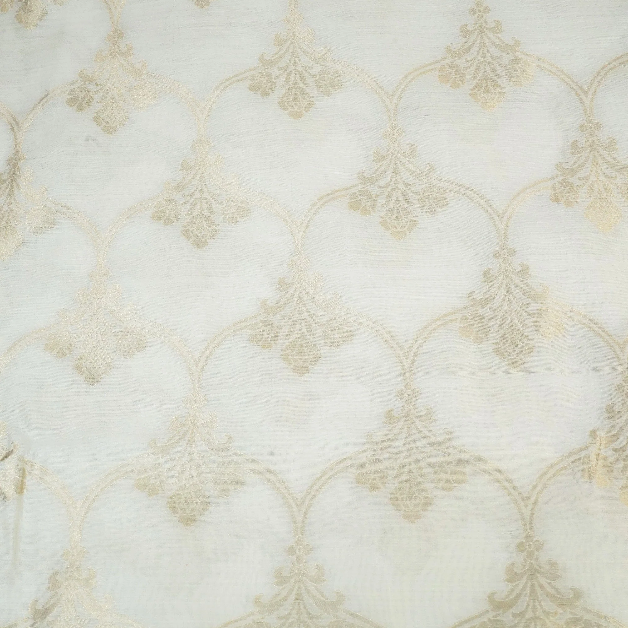 Cream Dyeable Gold Kadua Jaal Chiniya Silk Fabric MS-24607 - Image 4