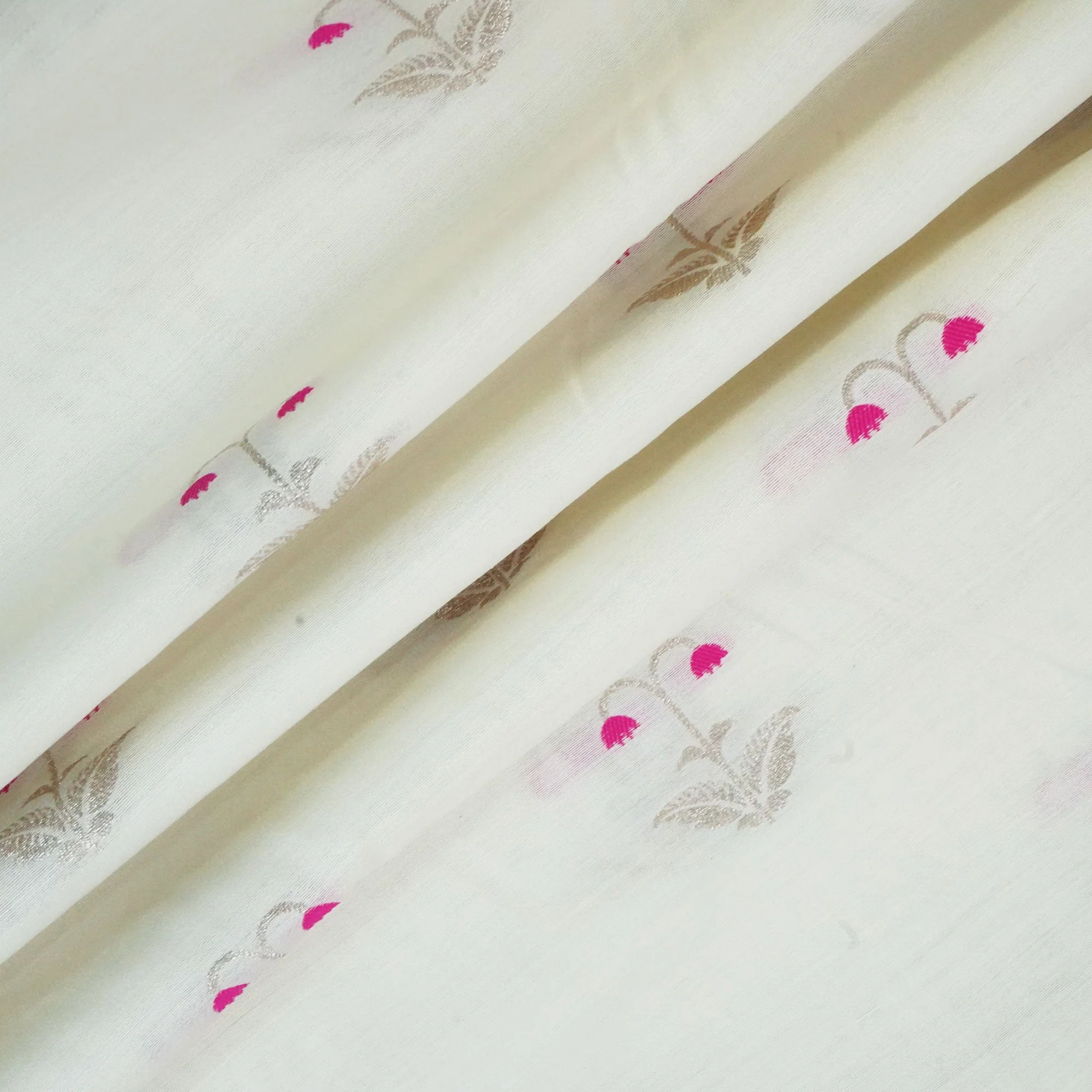Cream Dyeable Mina Kari Kadua Buti Chiniya Silk Fabric MS-24611 - Image 3