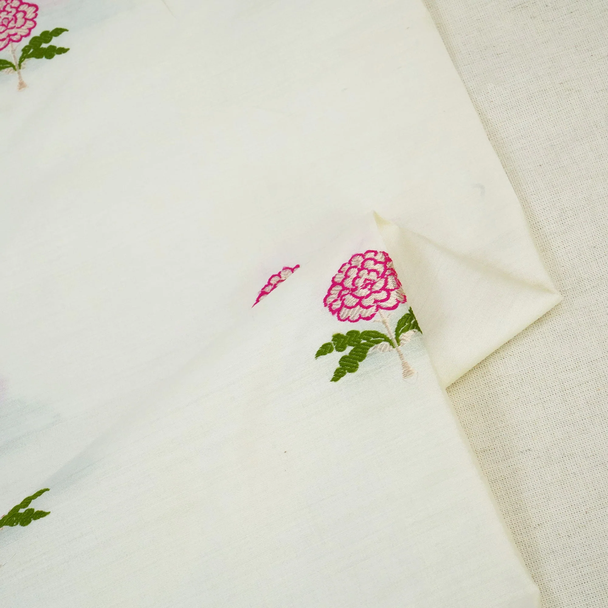Cream Dyeable Mina Kari Kadua Buti Chiniya Silk Fabric MS-24613 - Image 2