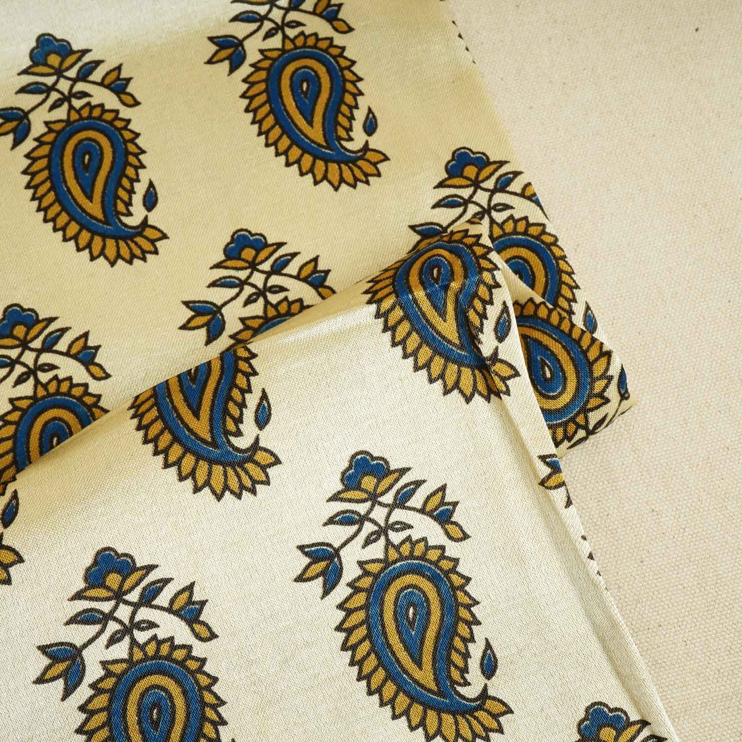 Cream Floral Print Mashru Silk Fabric EEG-28386 - Image 2