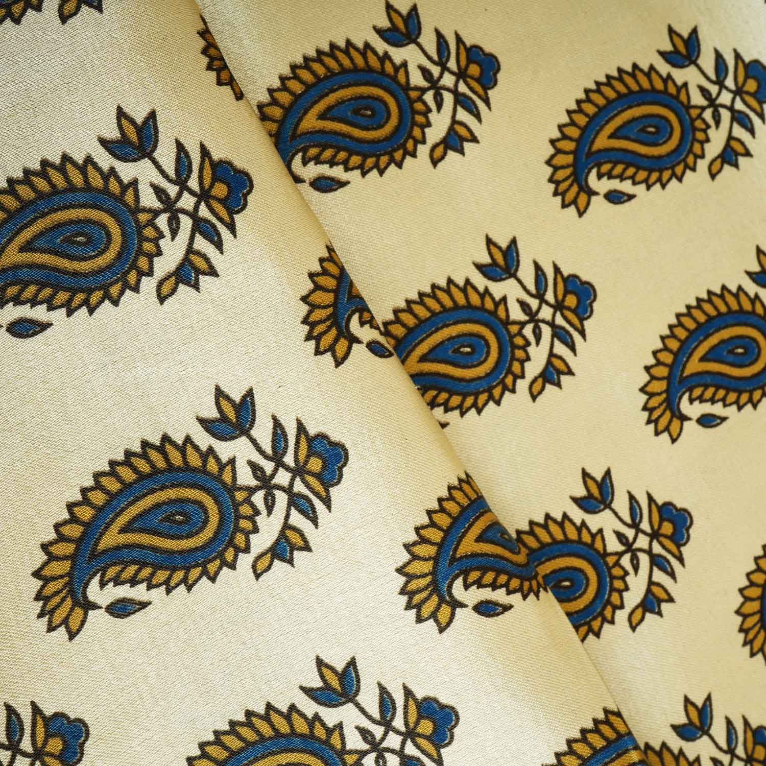 Cream Floral Print Mashru Silk Fabric EEG-28386 - Image 3