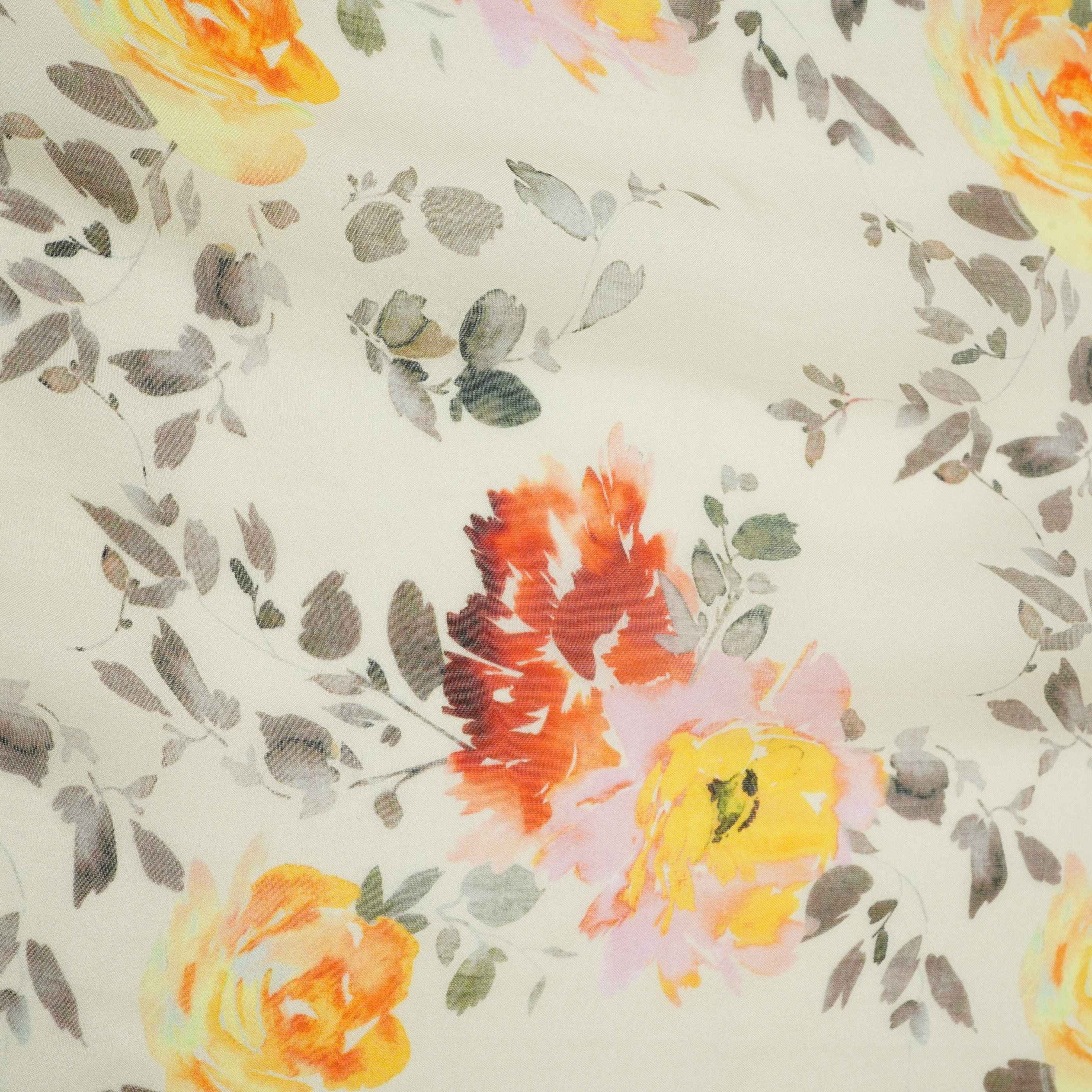 Cream floral print Organza Fabric VP-32004 - Image 2