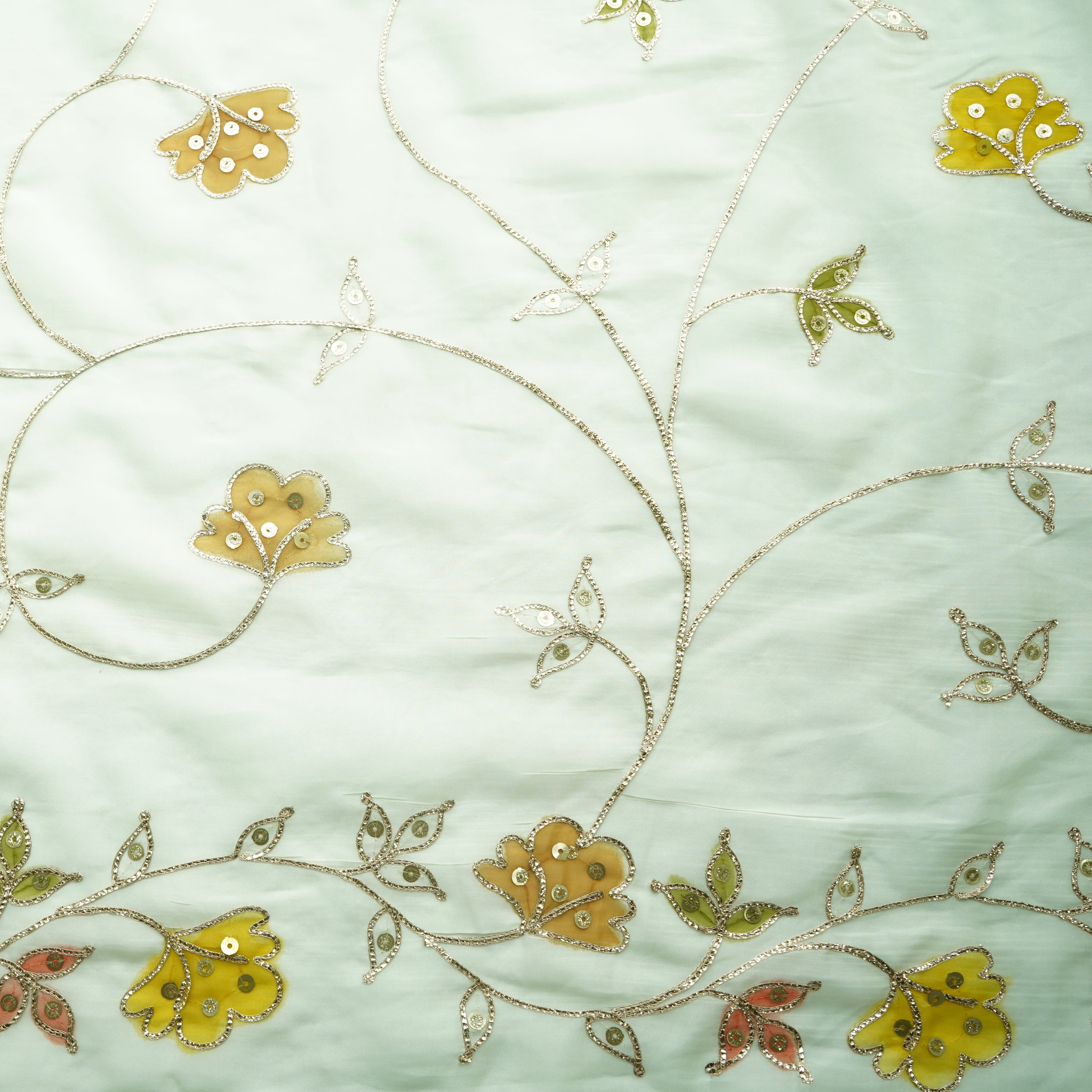 Cream Gota Embroidery Orangza Fabric - Image 3