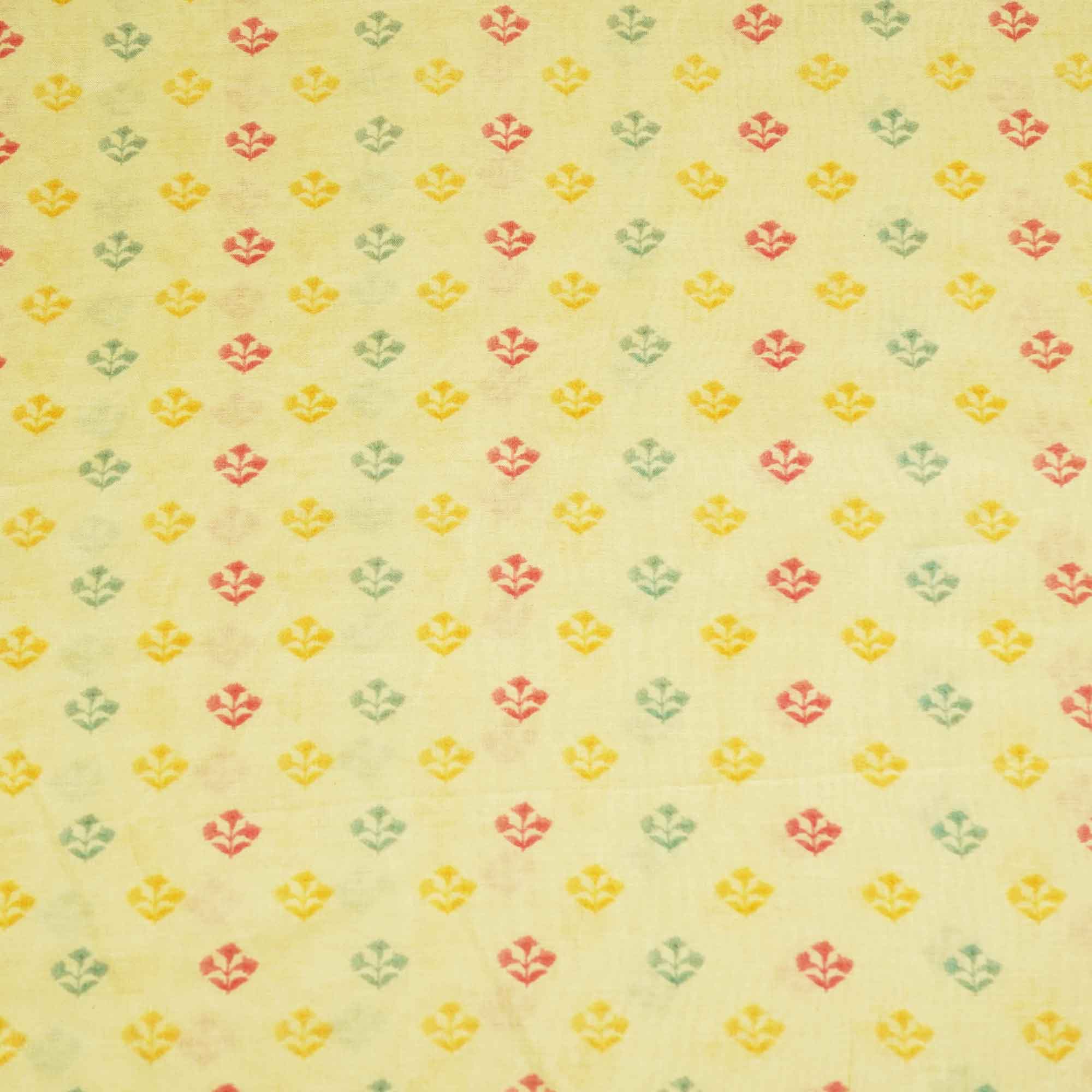 Cream & Multicolor Floral Print Chanderi Fabric GT-25330 - Image 4