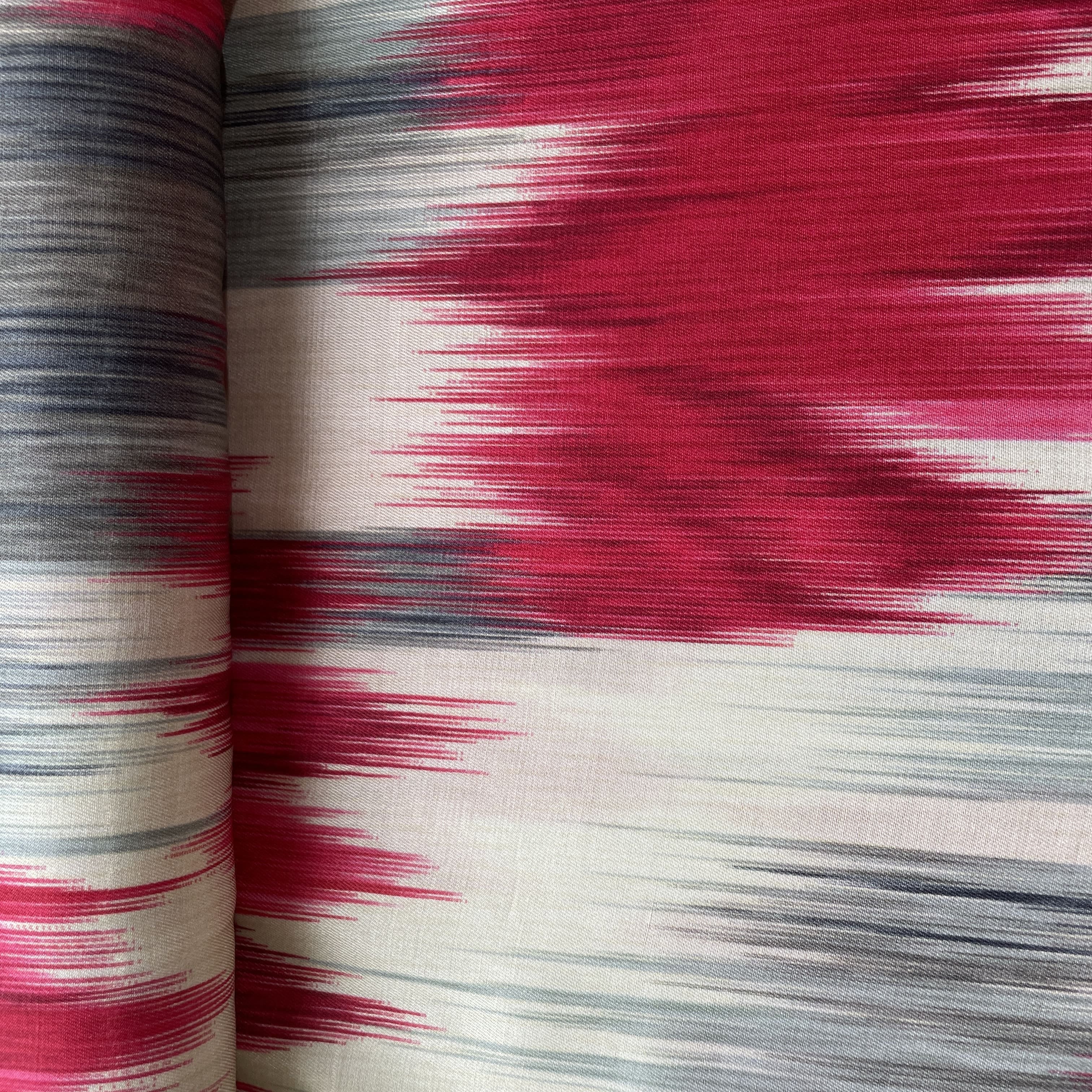 Cream Multicolor Ikkat Print Bemberg Gajji Silk Fabric 15549 - Image 3