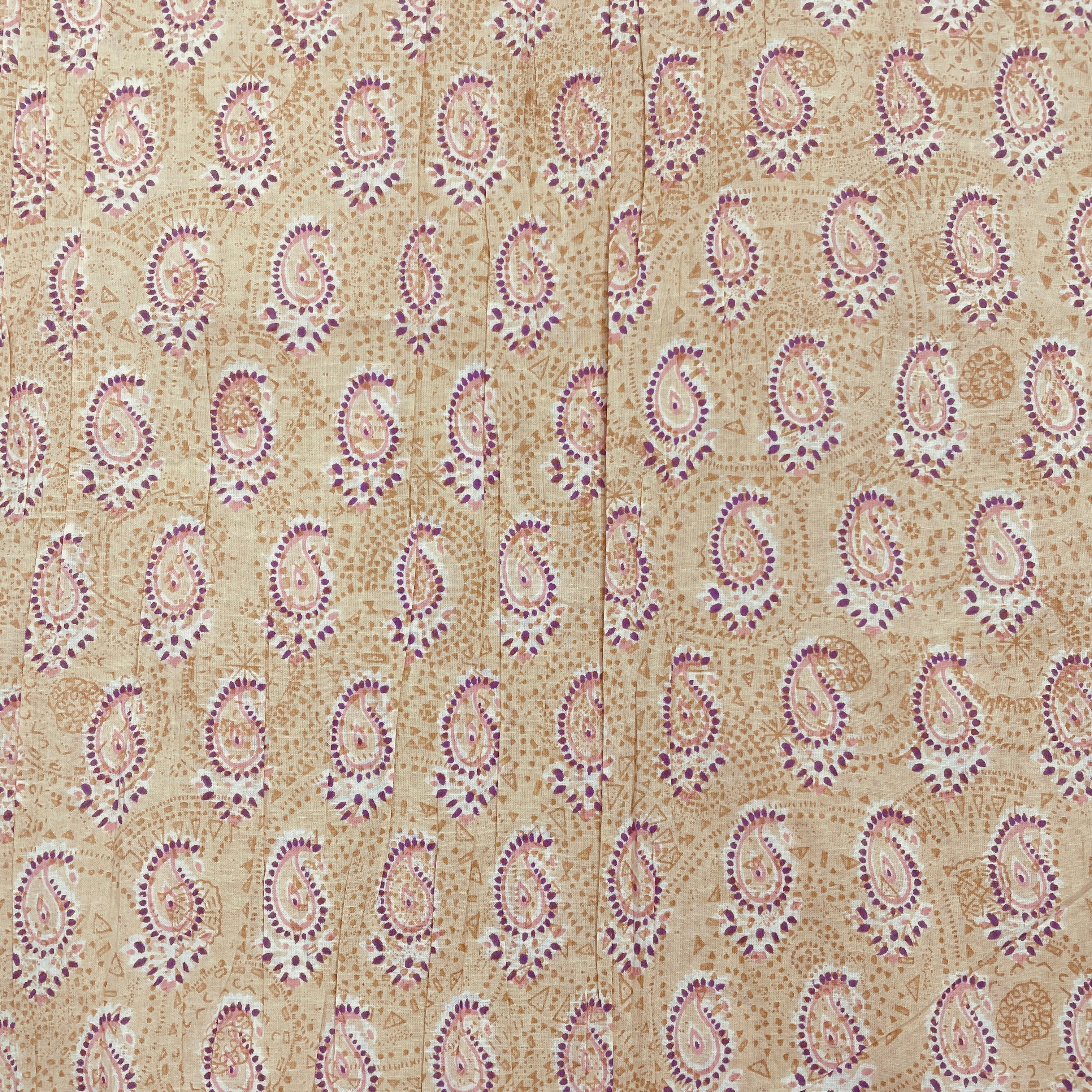 Cream & Pink Geometerical Print Cotton Fabric TU-8604 - Image 2