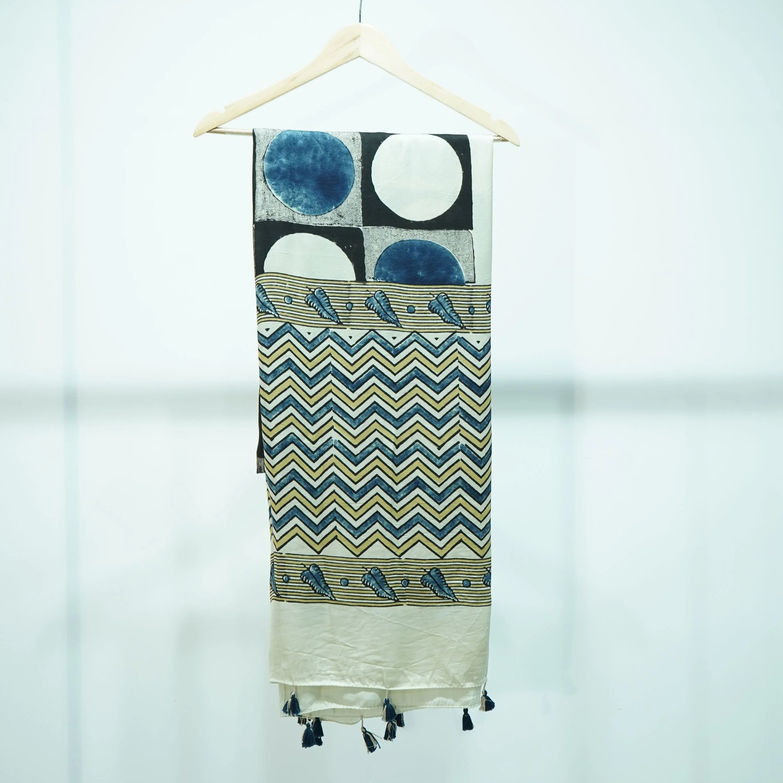 Cream Polka Dot Modal Silk Kaftan EEG-31597 - Image 4