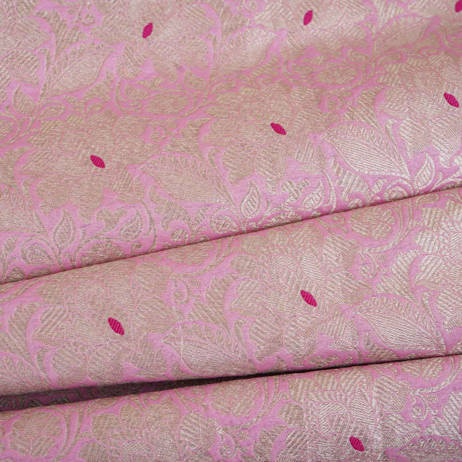 Cream Silver Jaal Brocade Fabric NH-28908 - Image 2