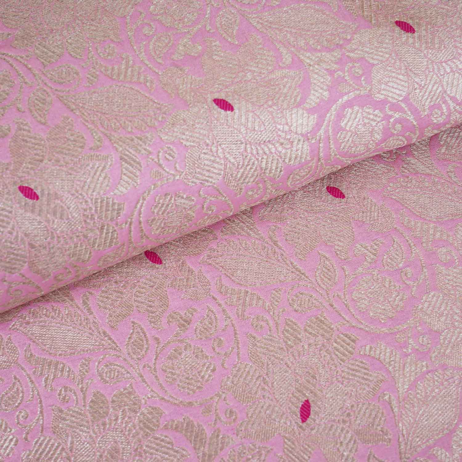 Cream Silver Jaal Brocade Fabric NH-28908 - Image 3