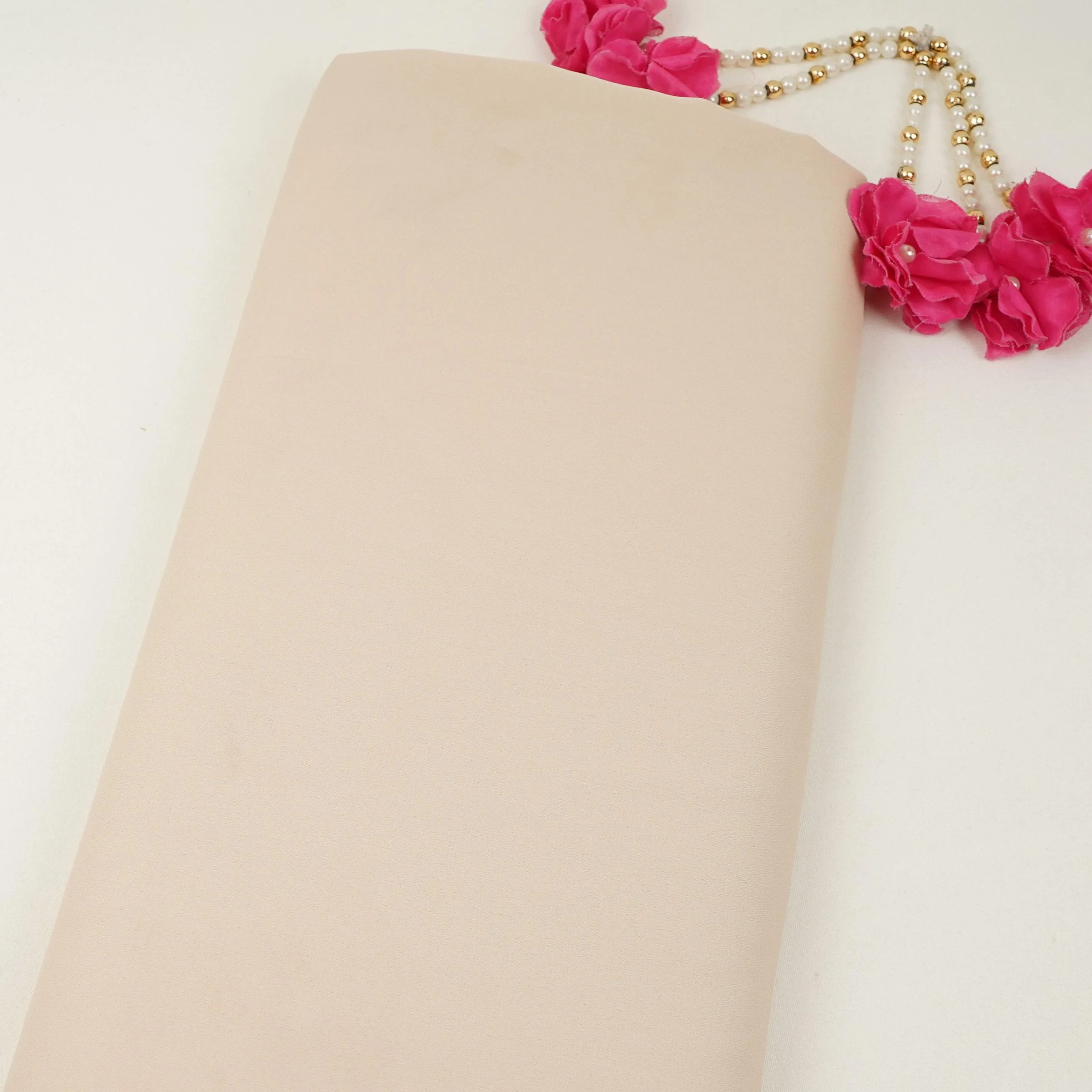 Cream Solid Double Georgette Fabric LID-14