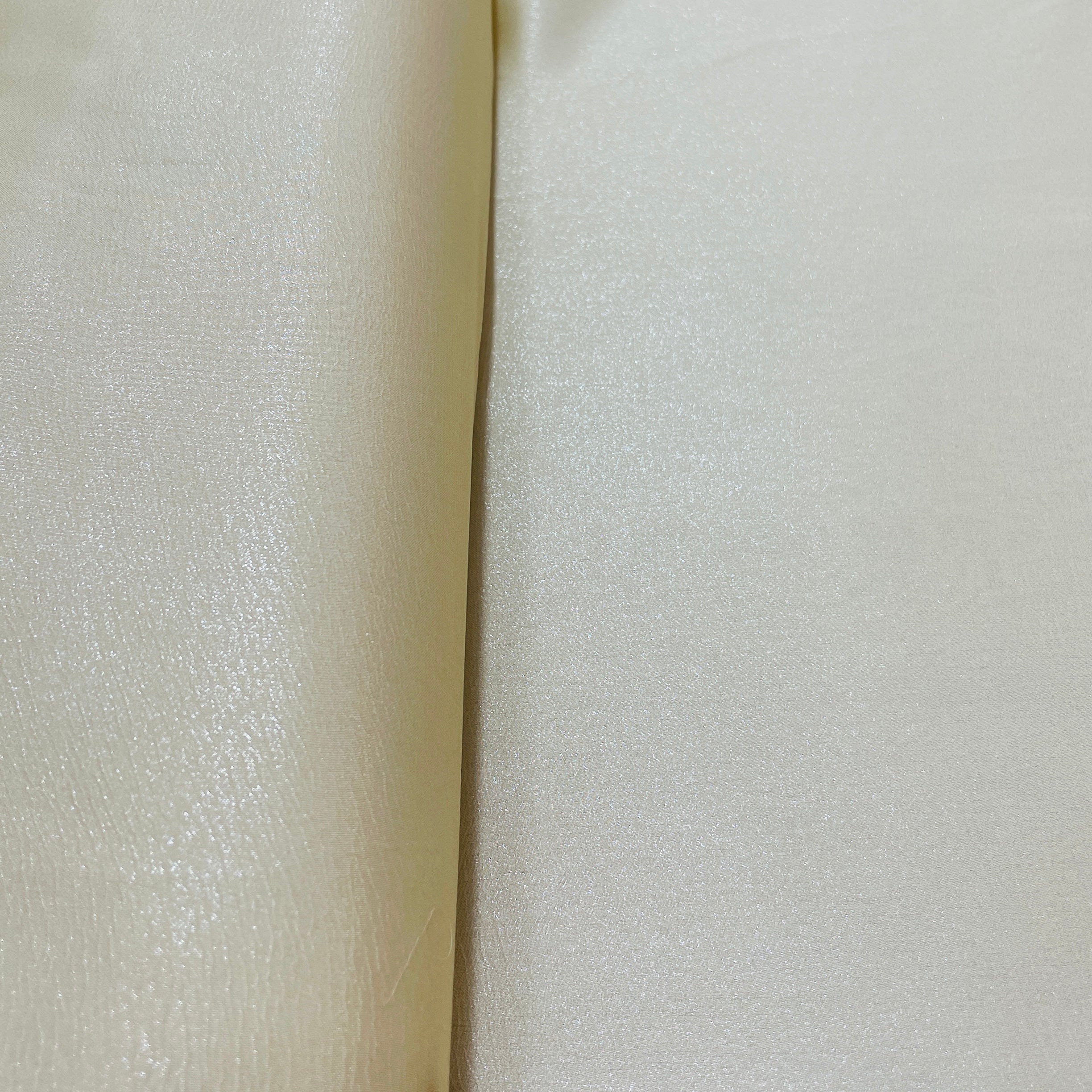 Cream Solid Silver Shimmer Georgrette Satin - Image 3