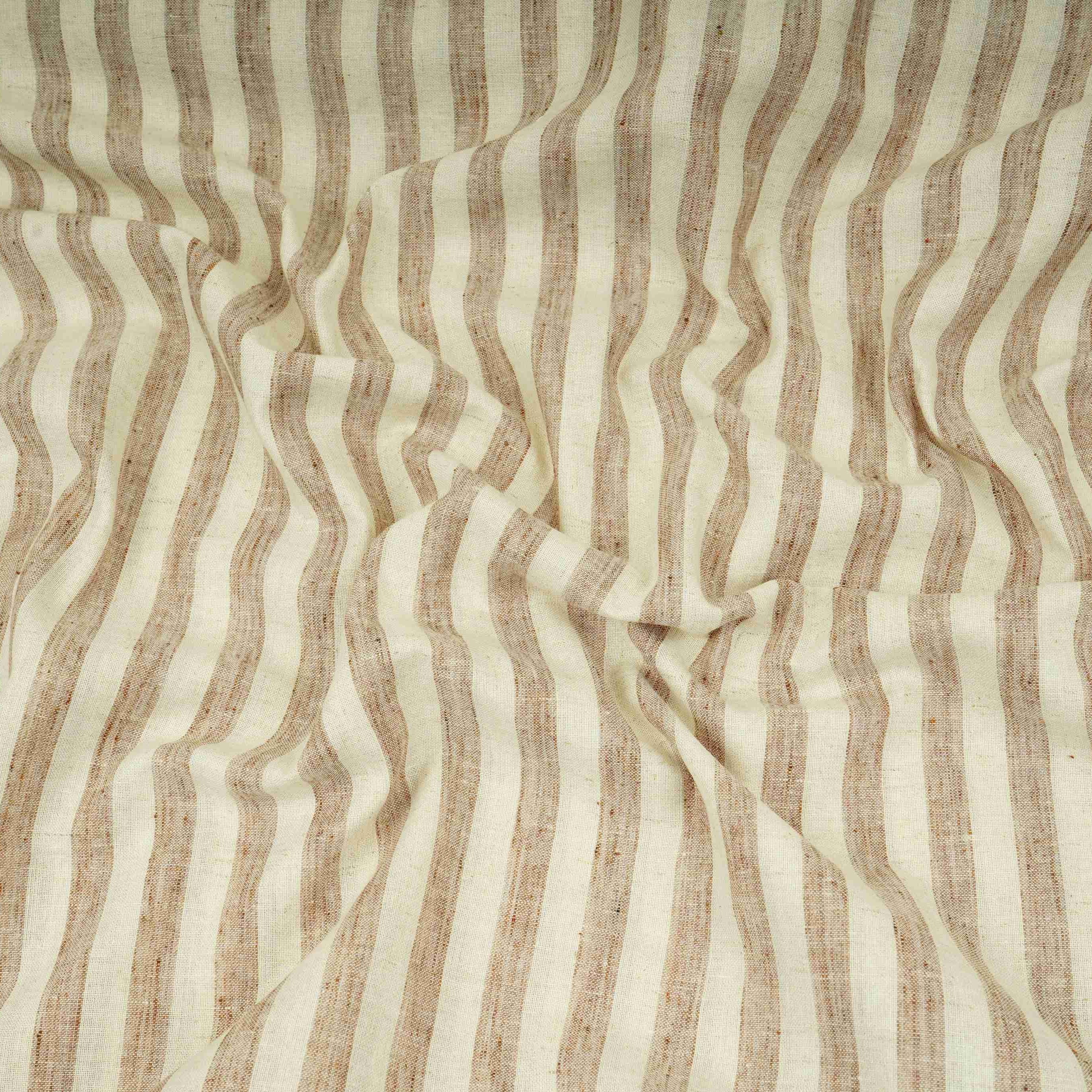 Cream with Brown Stripes Linen Fabric RS-31219 - Image 3