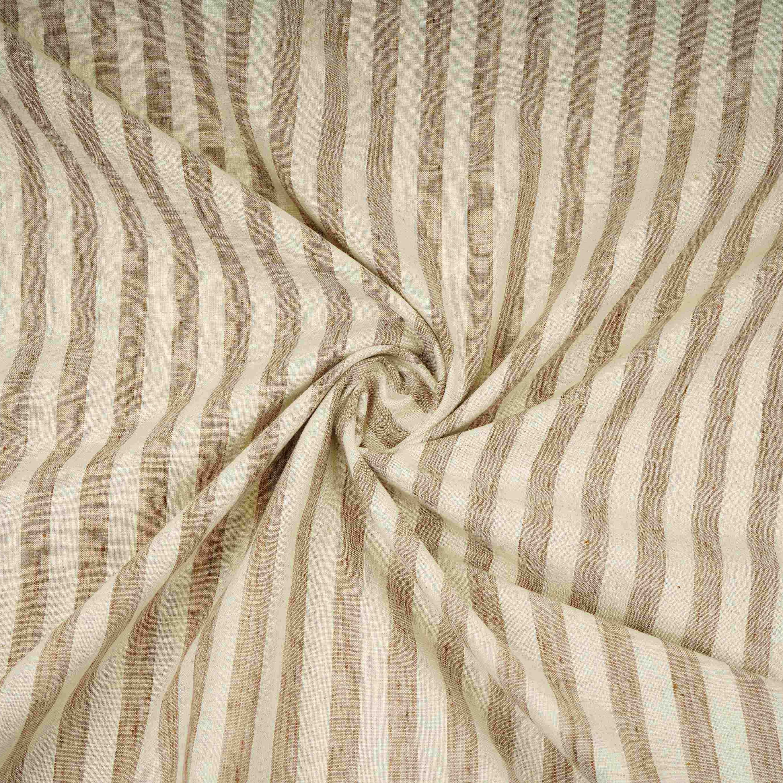 Cream with Brown Stripes Linen Fabric RS-31219 - Image 4