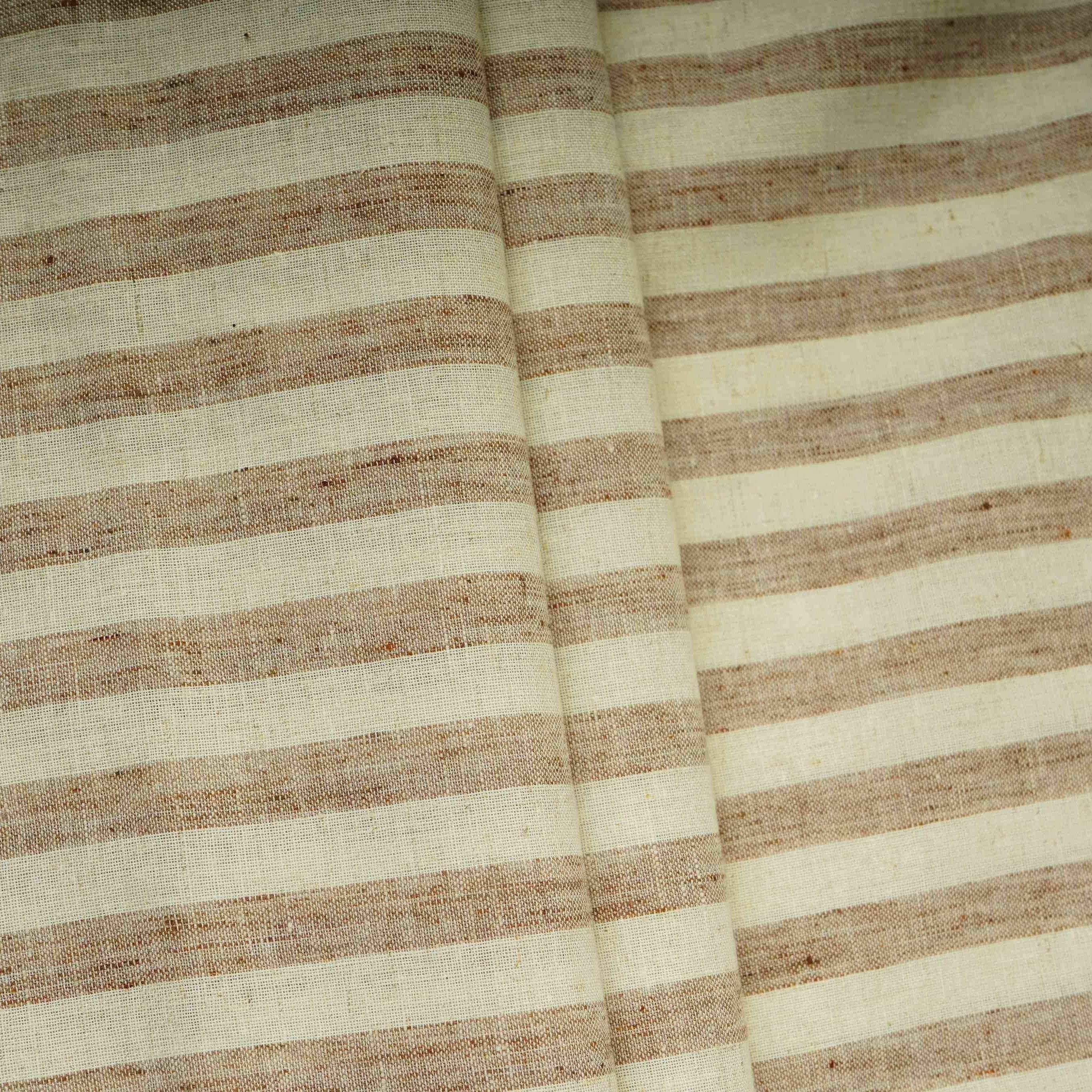 Cream with Brown Stripes Linen Fabric RS-31219 - Image 5