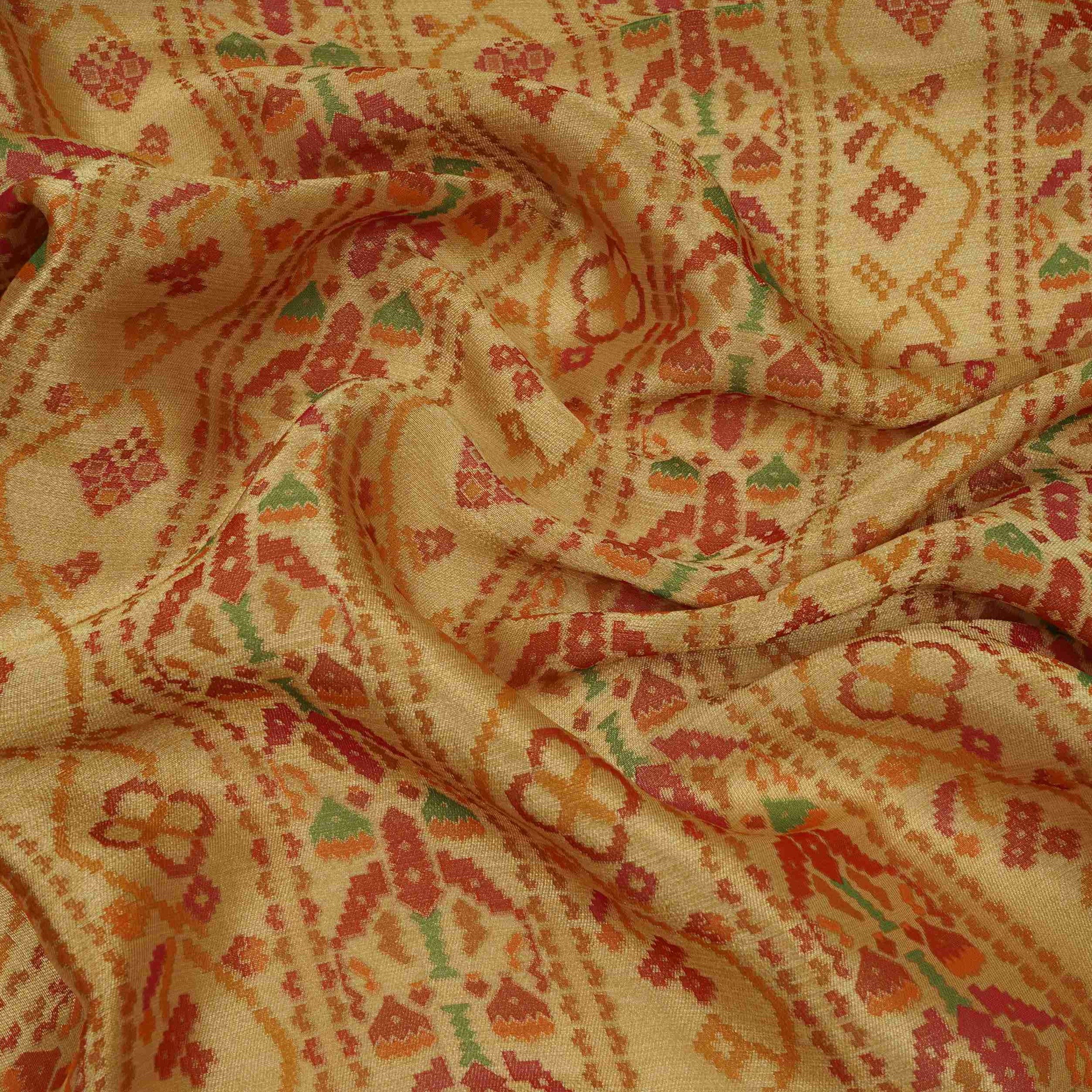 Cream With Multicolor Geometrical Kanjivaram Silk Fabric MTI-32419 - Image 3