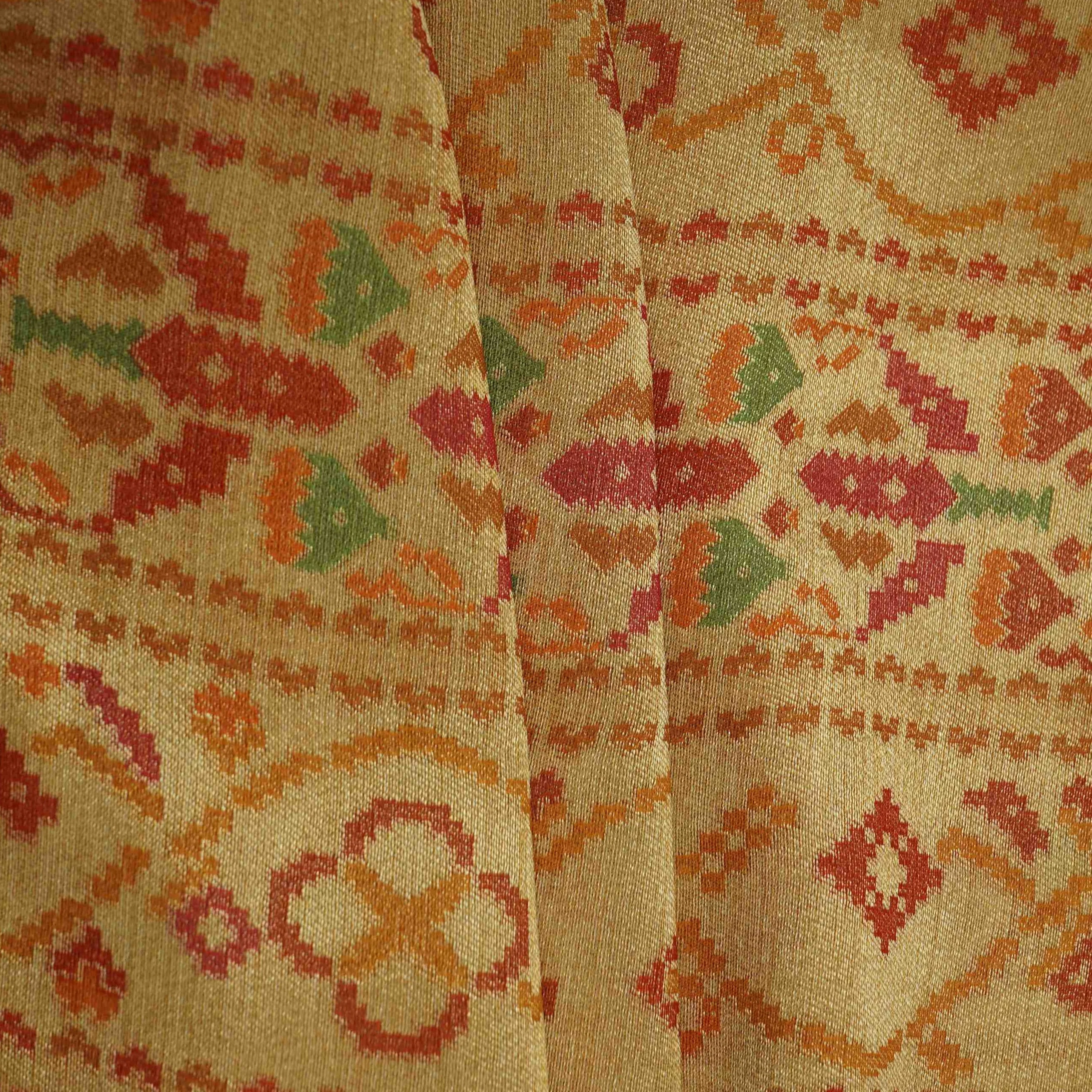 Cream With Multicolor Geometrical Kanjivaram Silk Fabric MTI-32419 - Image 5