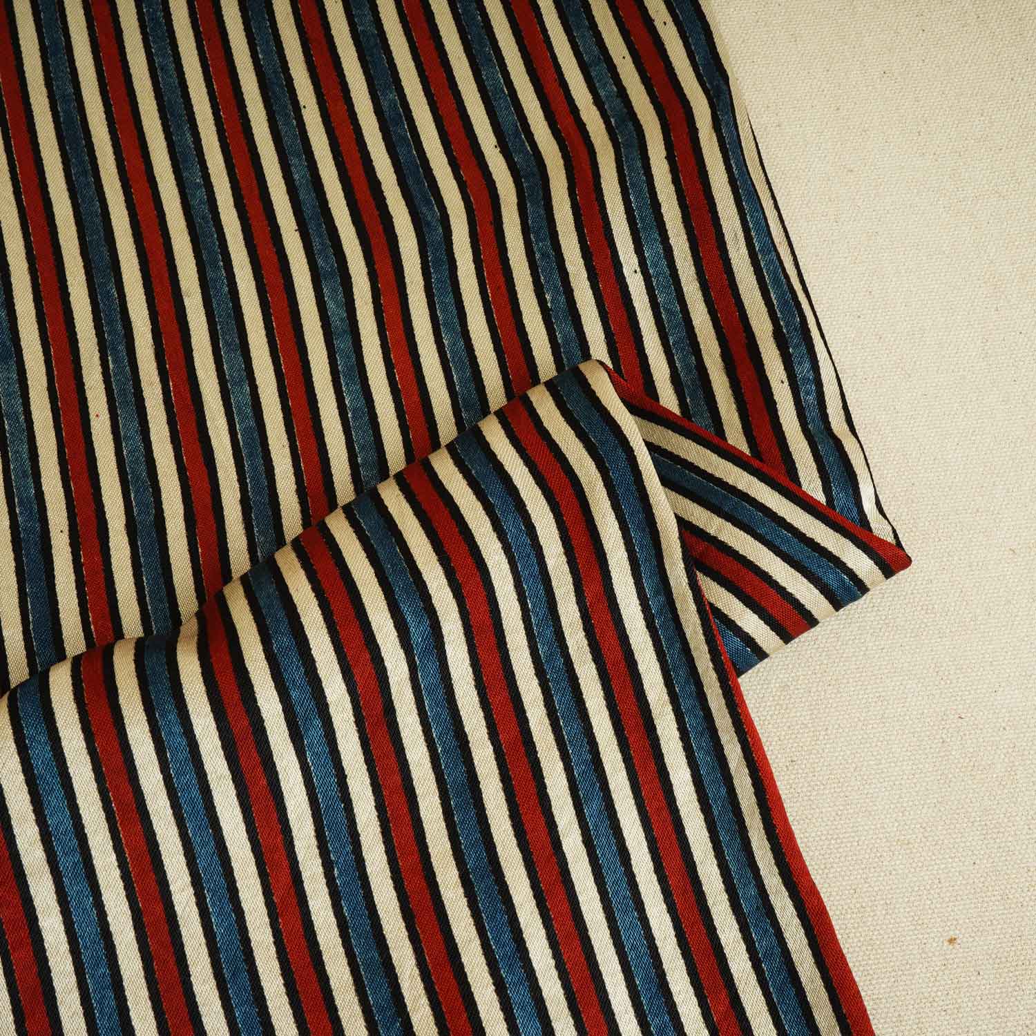 Cream With Multicolour Strips Mashru Silk Fabric EEG-28361 - Image 2