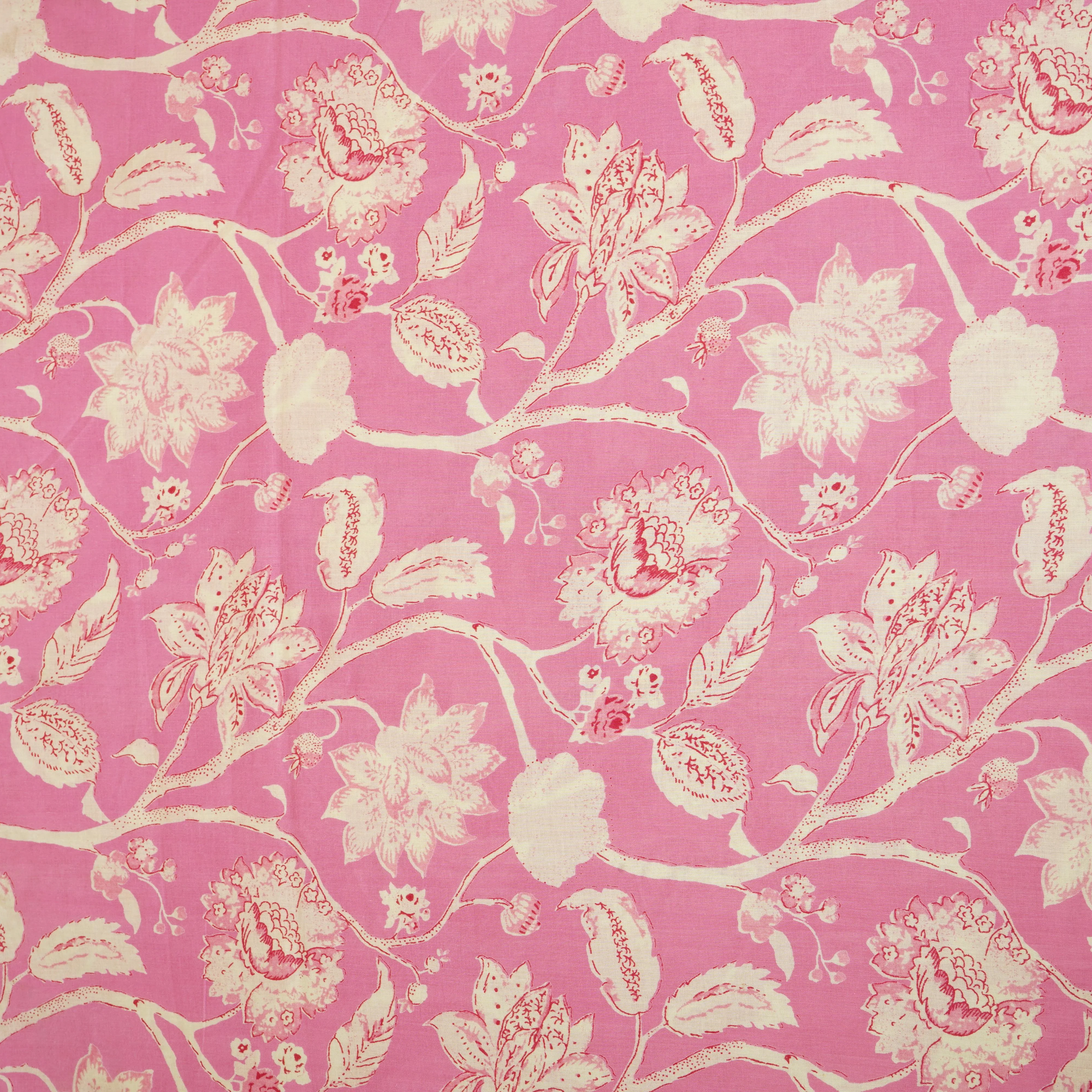 Cream with Pink Floral Print Cotton Fabric AFI-29535 - Image 2