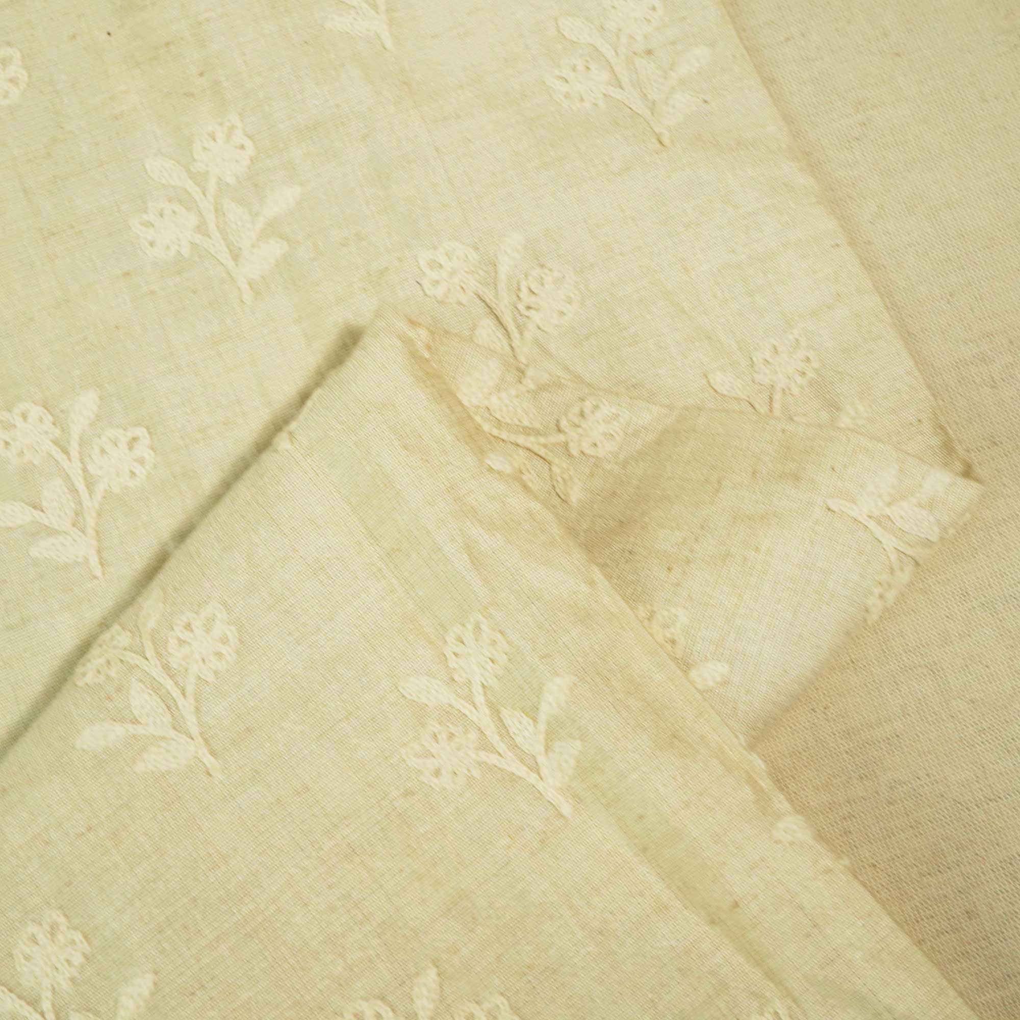 Cream Leaves Embroidery Khadi Silk KT-17490 - Image 2