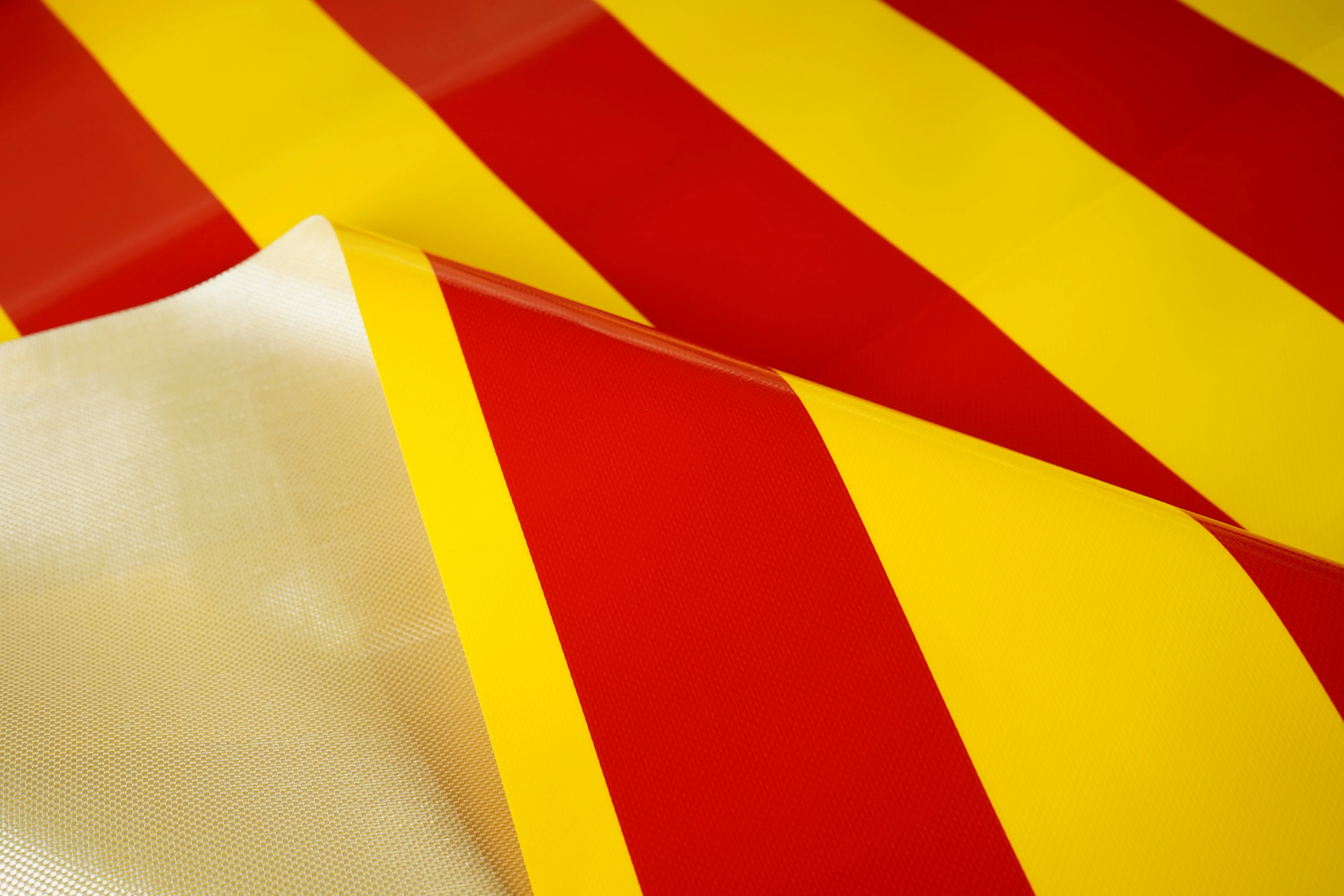 CTF 550 GSM single side Stripe Glossy Red & Yellow - Image 2