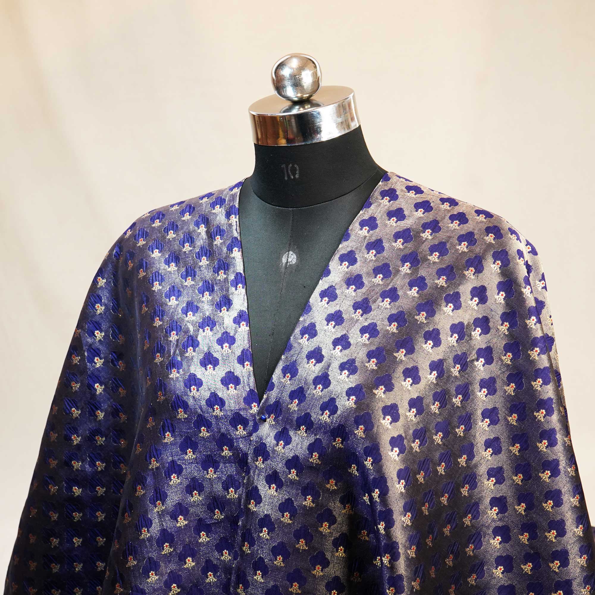 Dark Blue Mina Booti Dupian Silk Tissue YF-24389 - Image 4