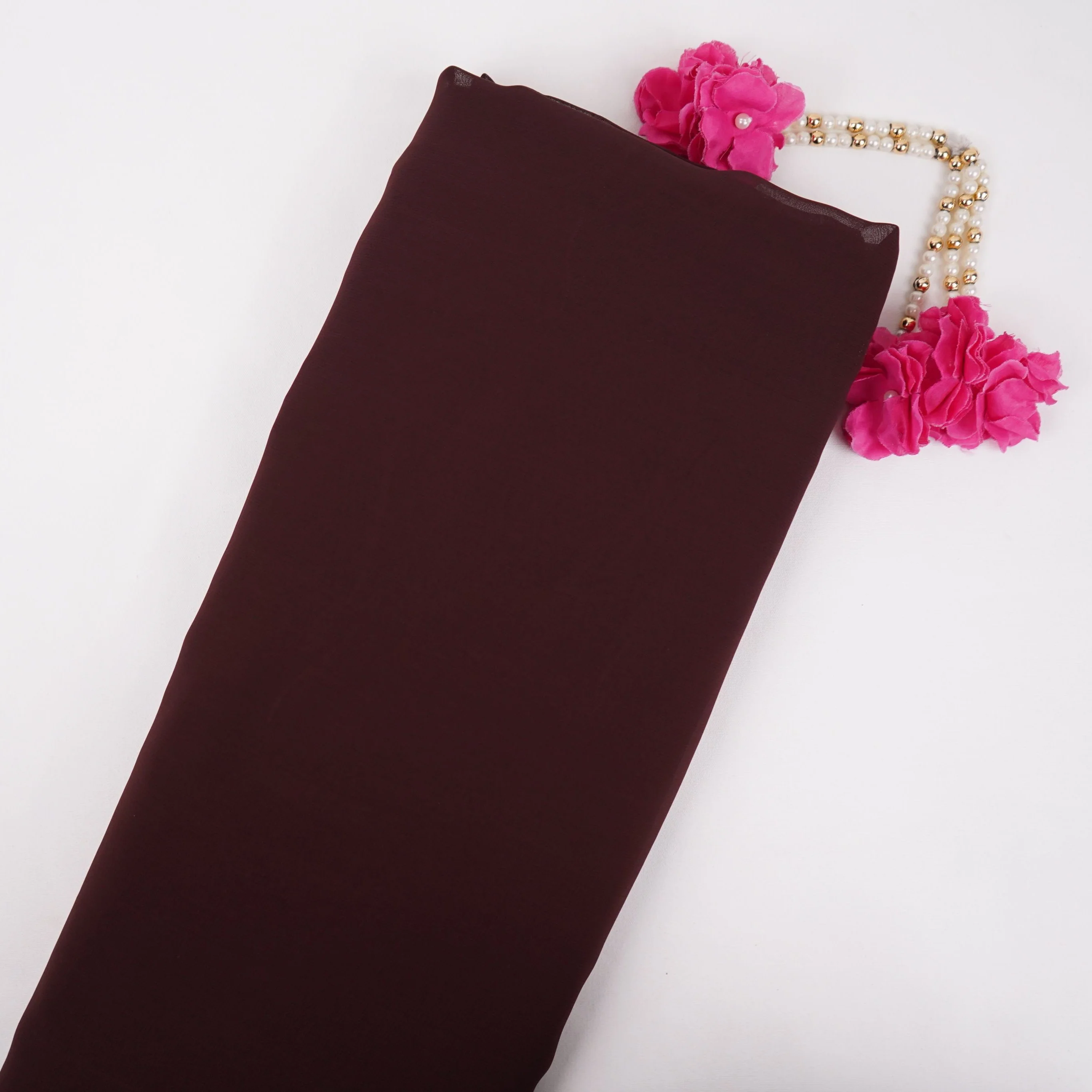 Dark Brown Solid 60gm Georgette Fabric SSMG-15
