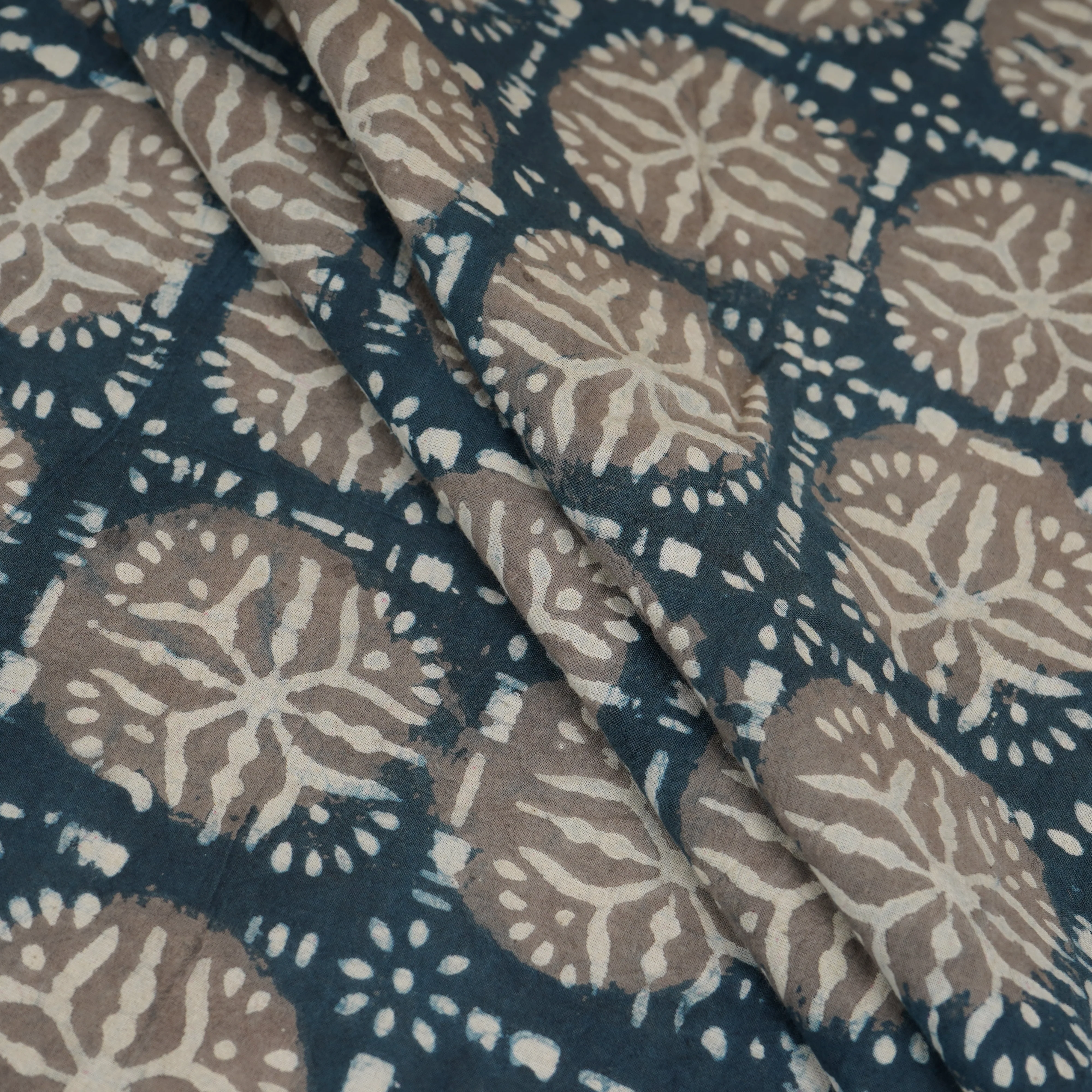 Dark Charcol & White Floral Batik Print Cotton Schiffli Fabric CH-29808 - Image 4