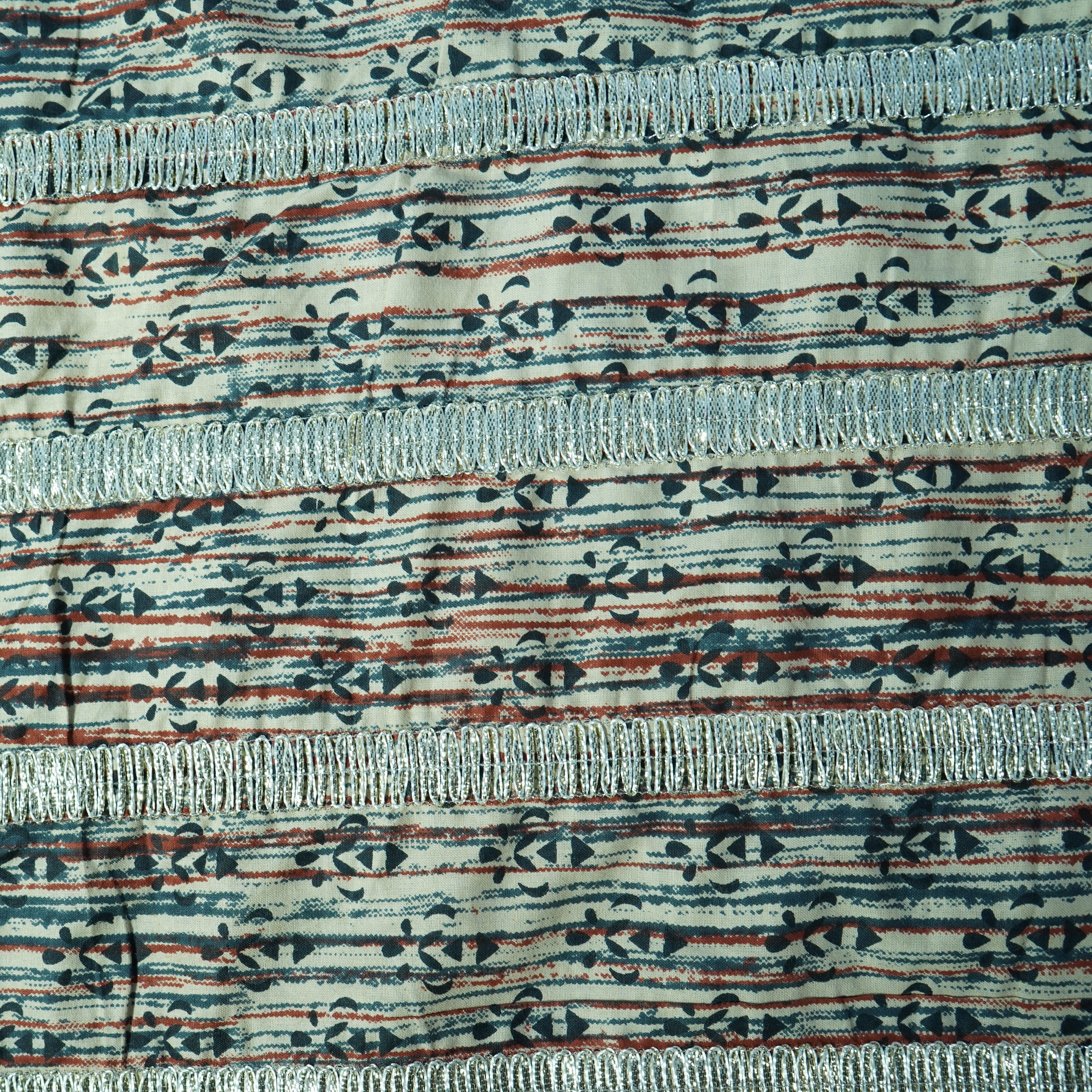 Dark Cream Abstract Print Gota Work Cambric Cotton - Image 3