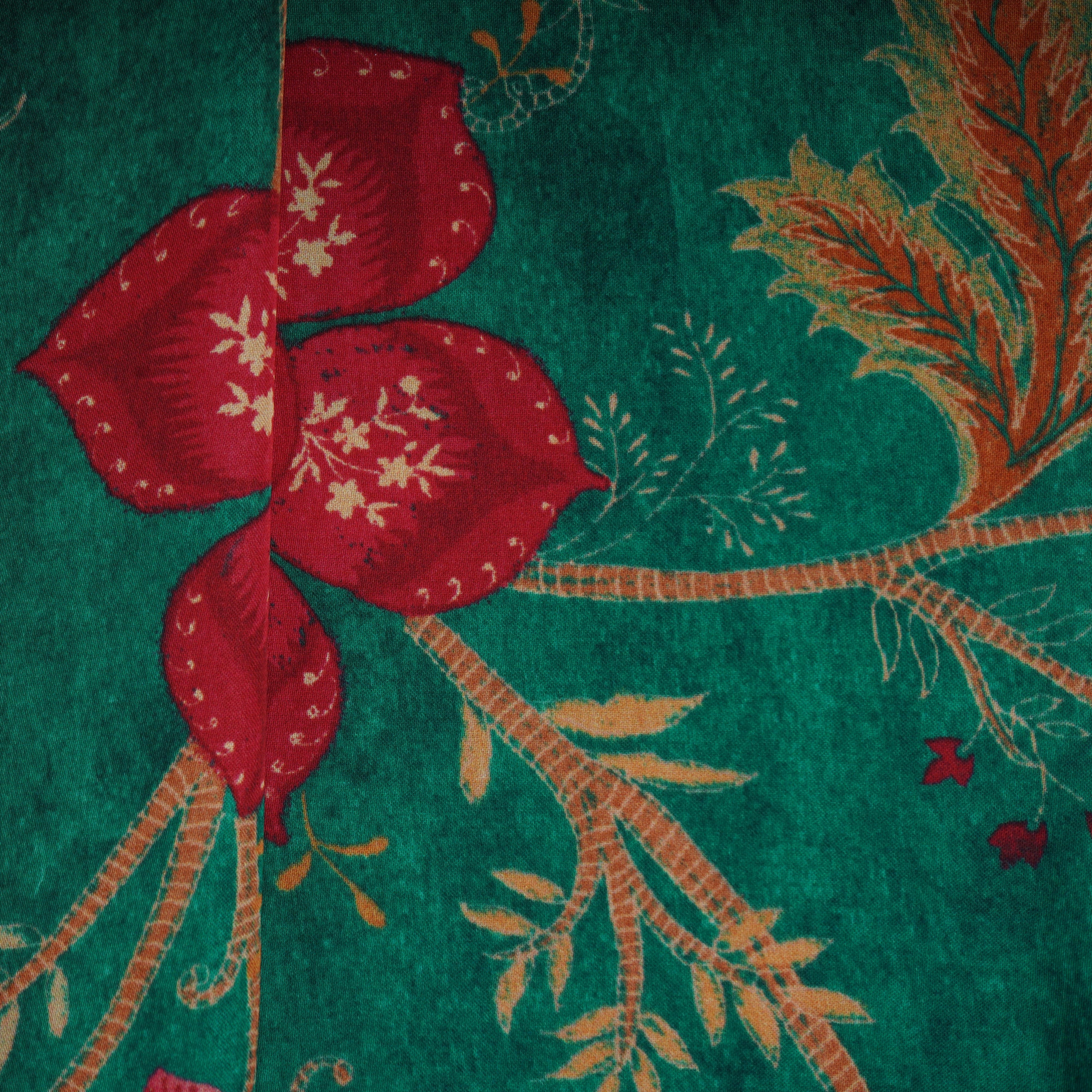 Dark Green Floral Print Bemberg Gajji Silk 20962 - Image 3