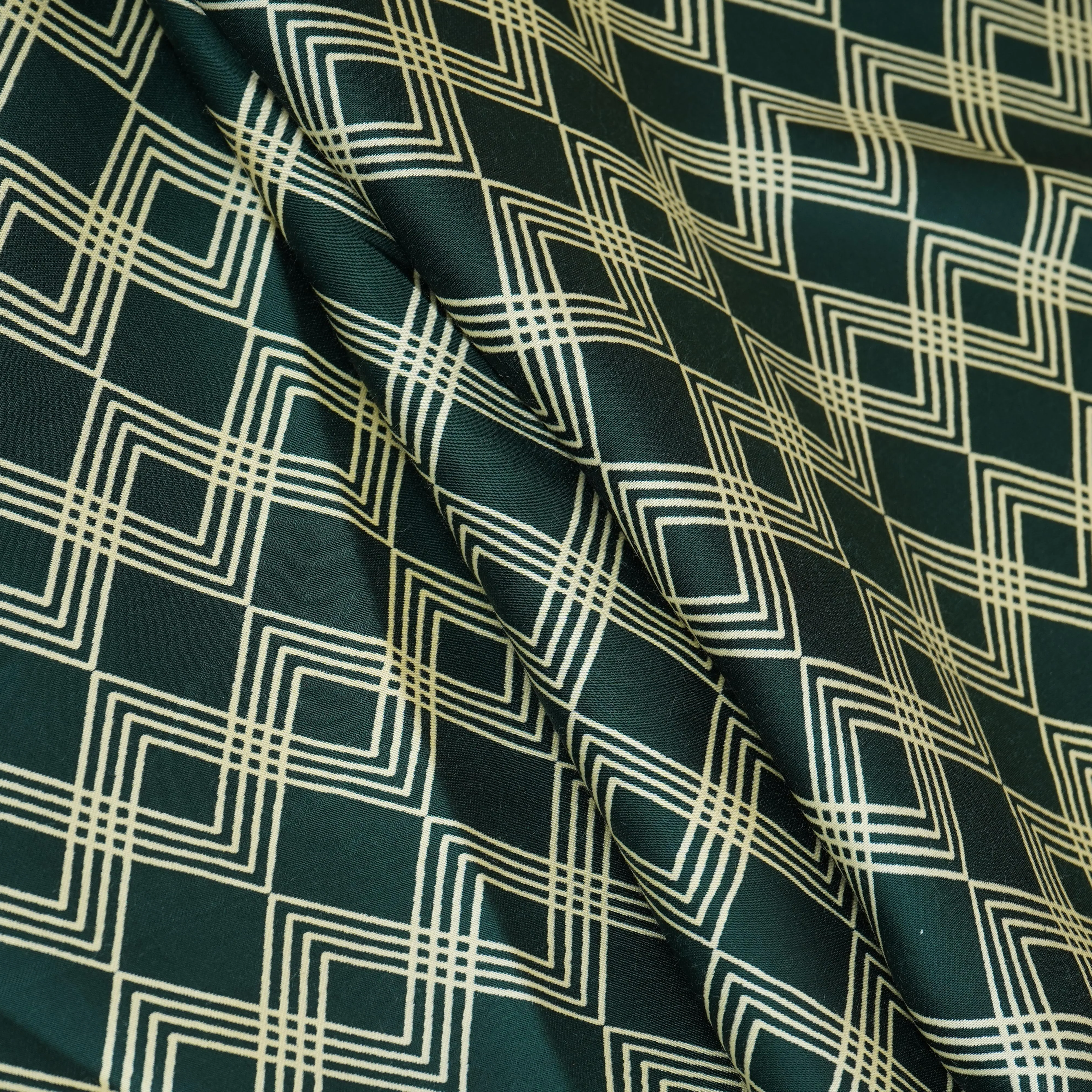 Dark Green Geomatrical Print Modal Satin SN-29511 - Image 4