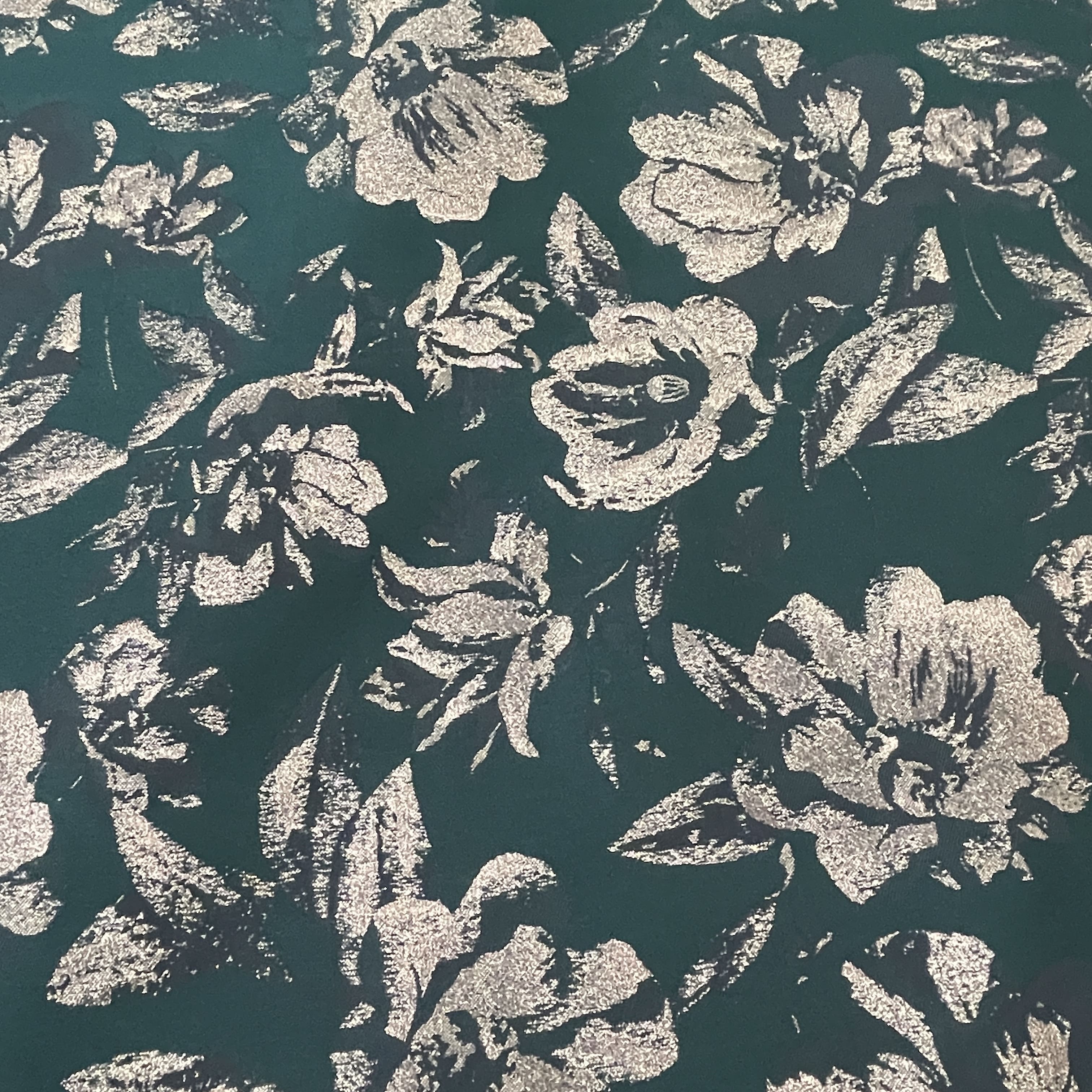 Dark Green Golden Floral With Lurex Brocade Jacquard Fabric Oe 12366 - Image 2