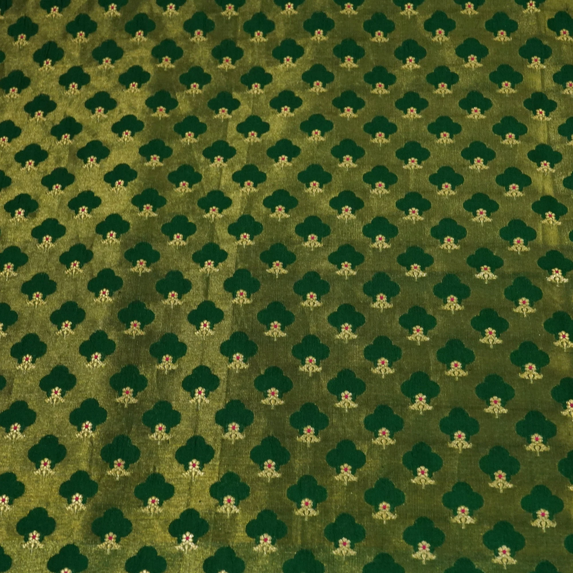 Dark Green Mina Booti Dupian Silk Tissue YF-24377 - Image 3
