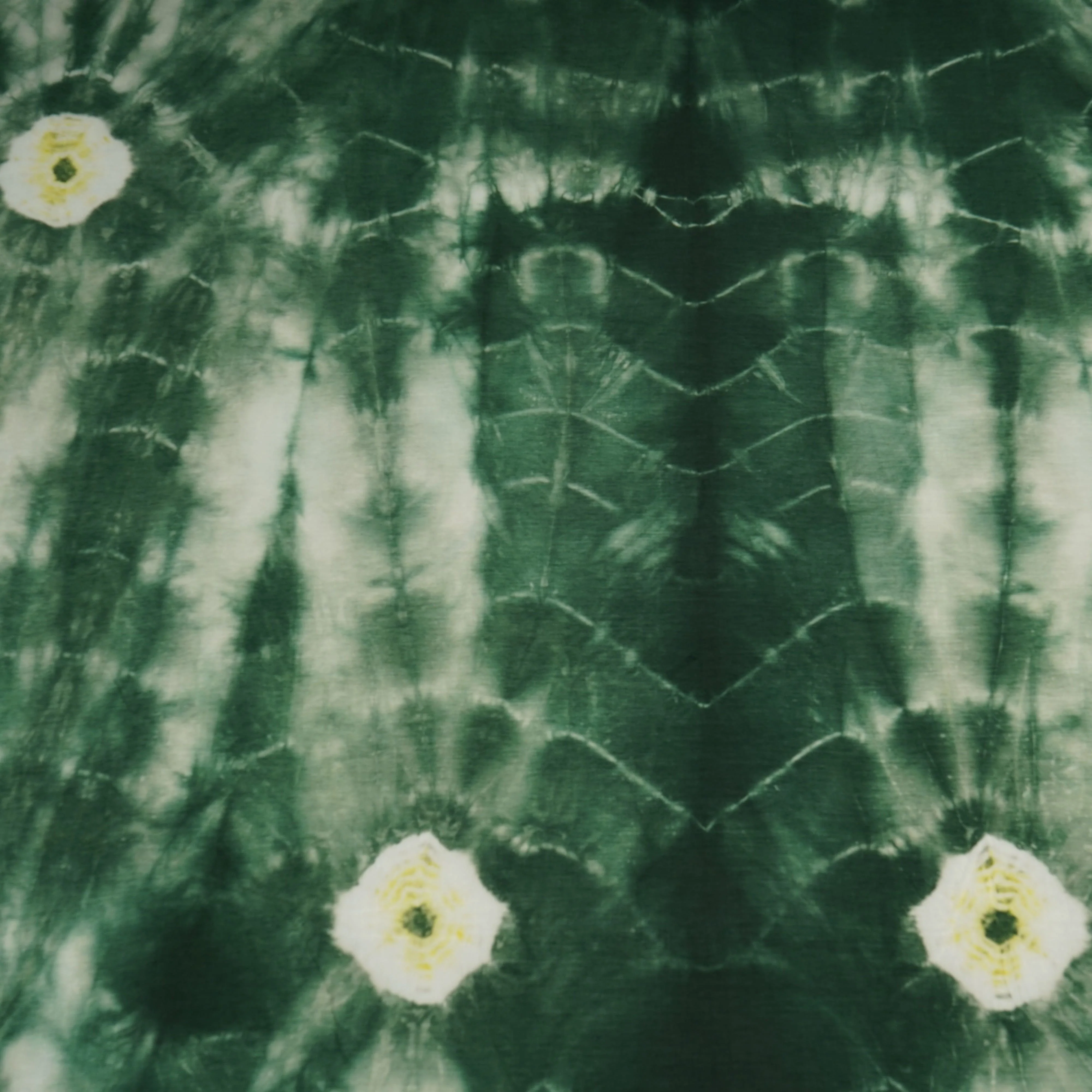 Dark Green Shibori Print Russian Silk Fabric 20780 - Image 2