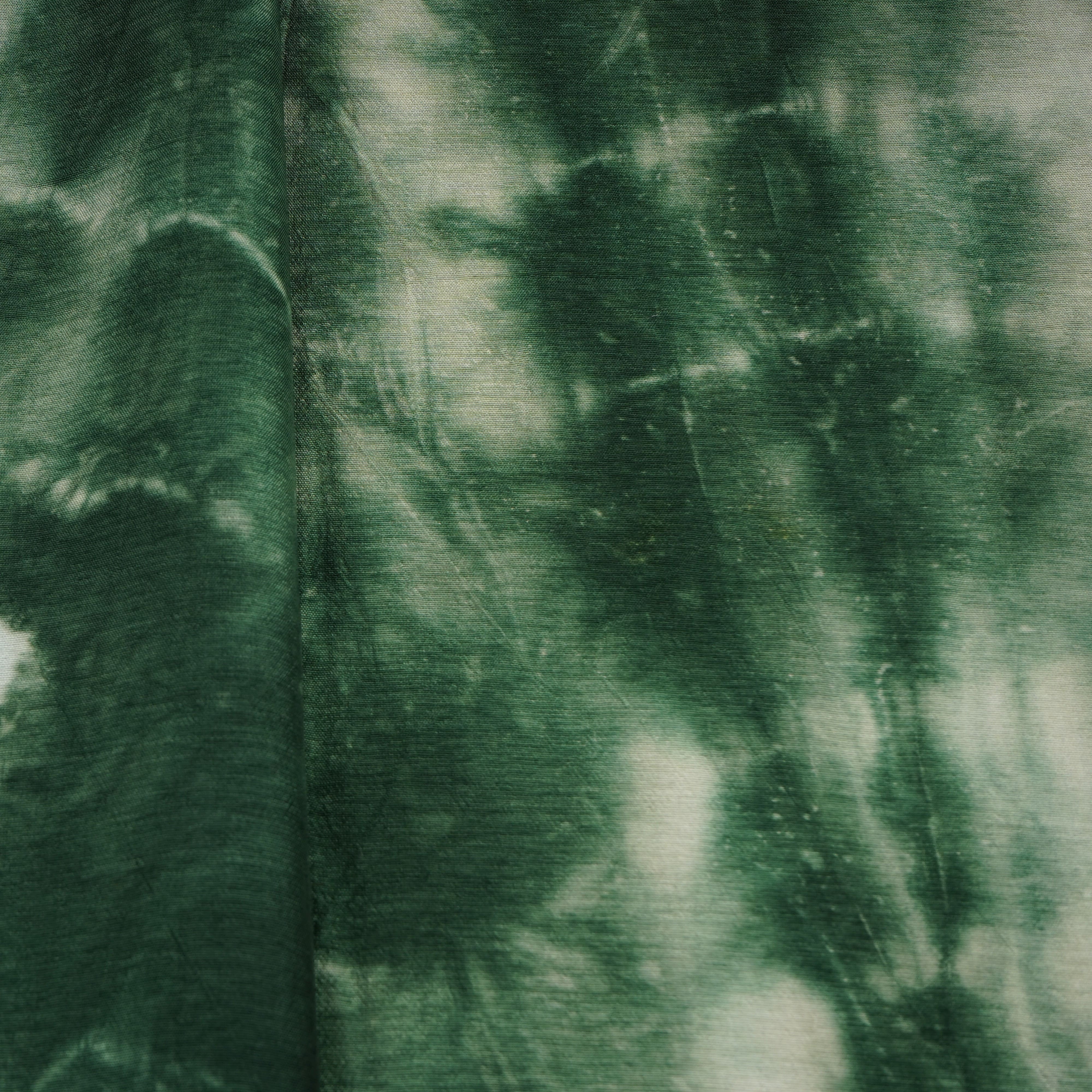 Dark Green Shibori Print Russian Silk Fabric 20780 - Image 3