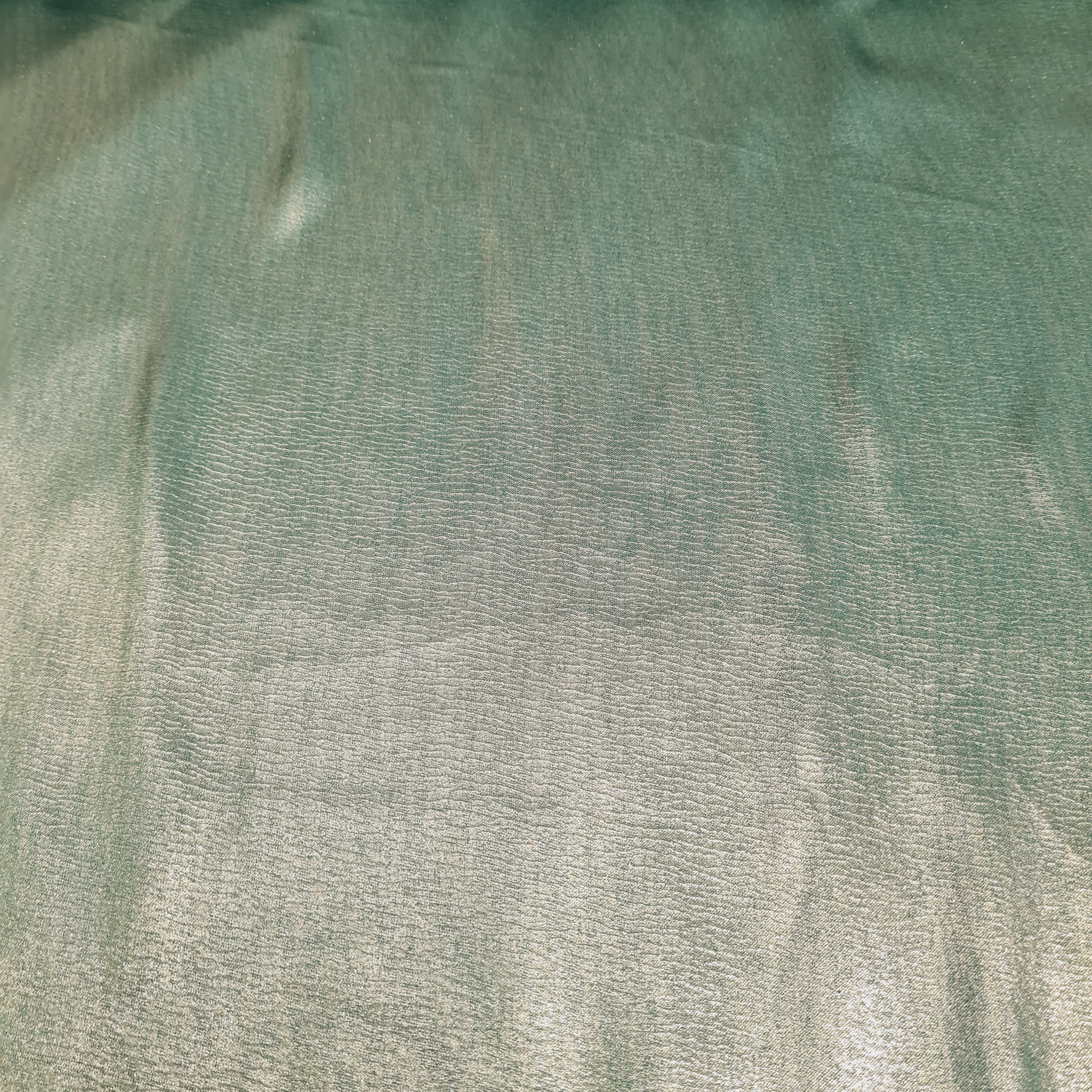 Dark Green Solid Gold Shimmer Georgrette Satin - Image 2
