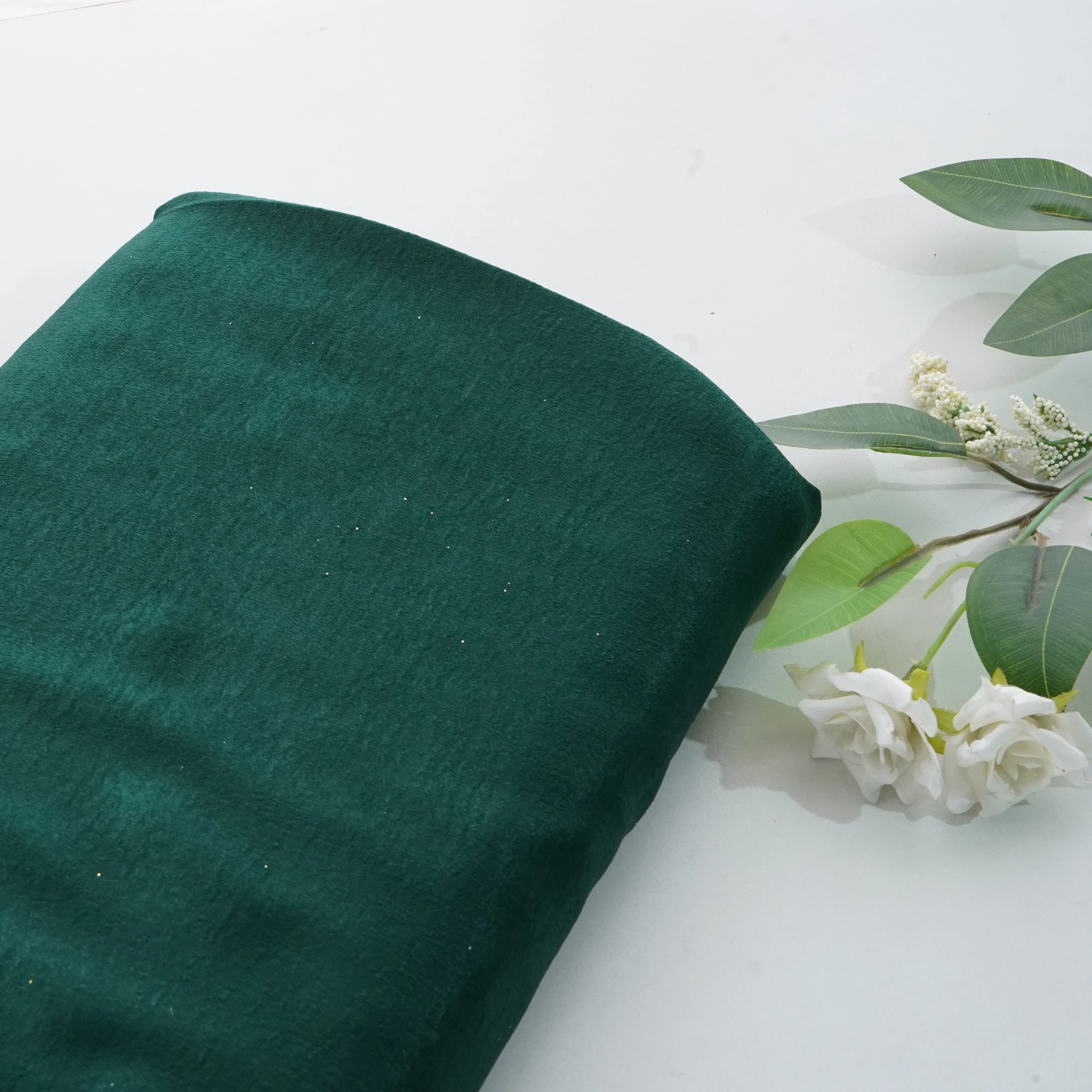 Dark Green Solid Sandwash Satin Fabric 18416