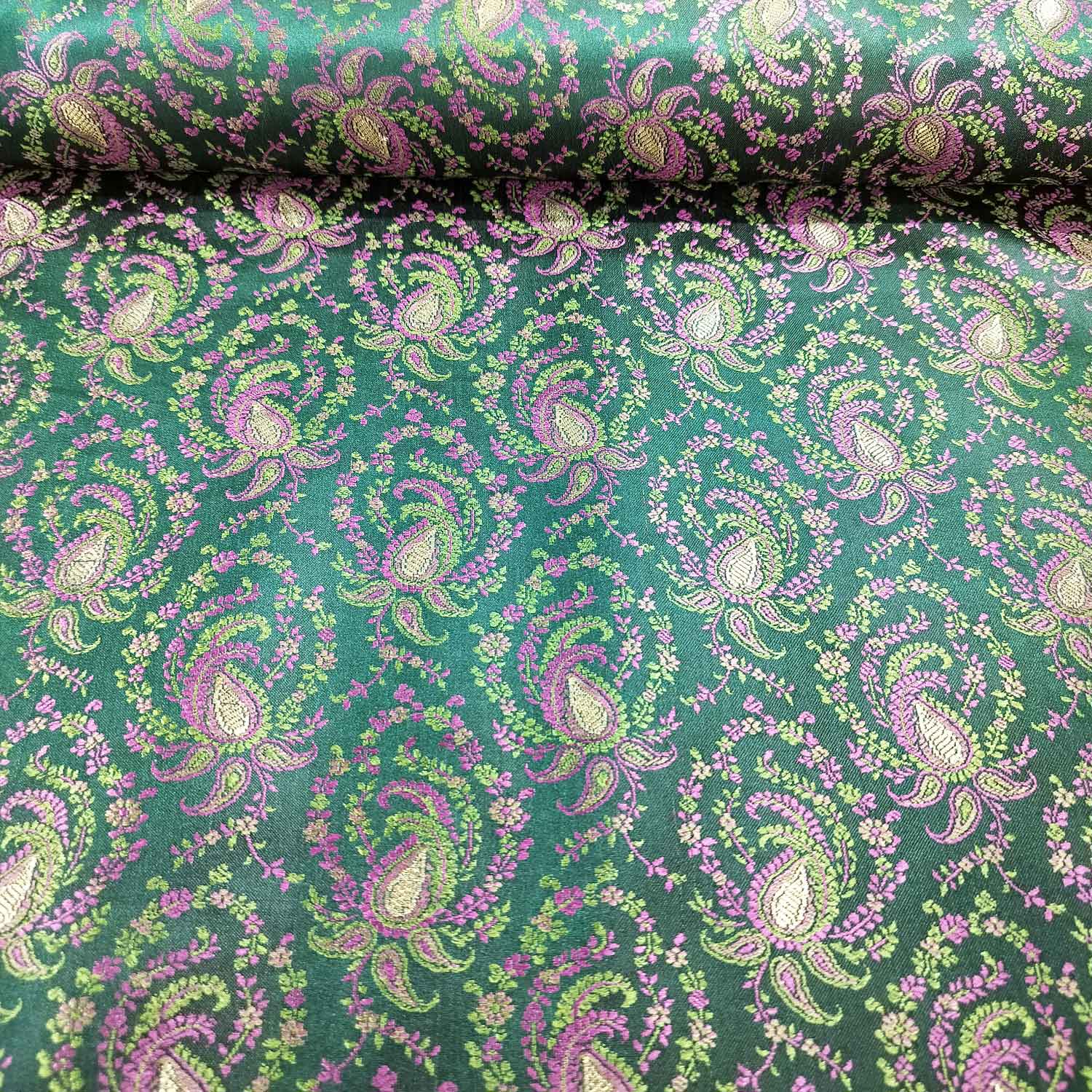 Dark Green Tanchui Silk Fabric KR-19583 - Image 2