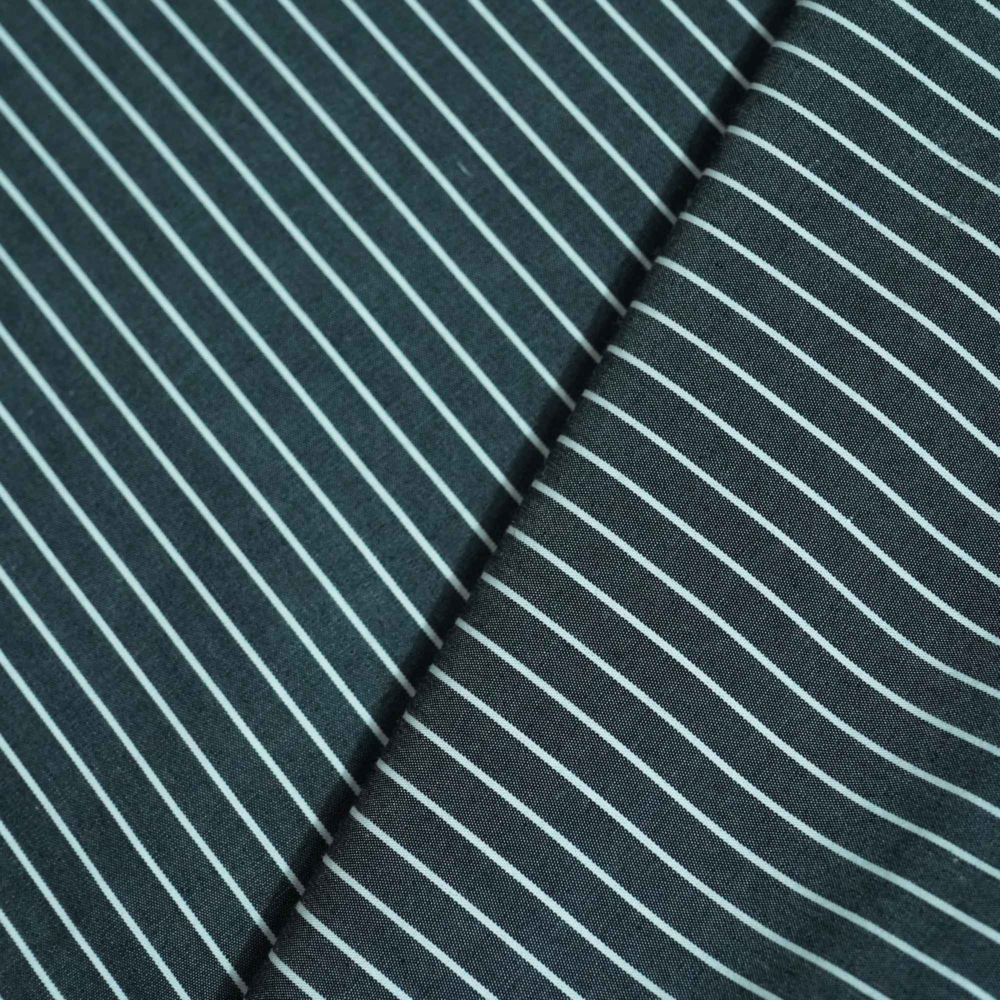 Dark Grey & White Stripes Print Poplin Fabric LSF-27228 - Image 3