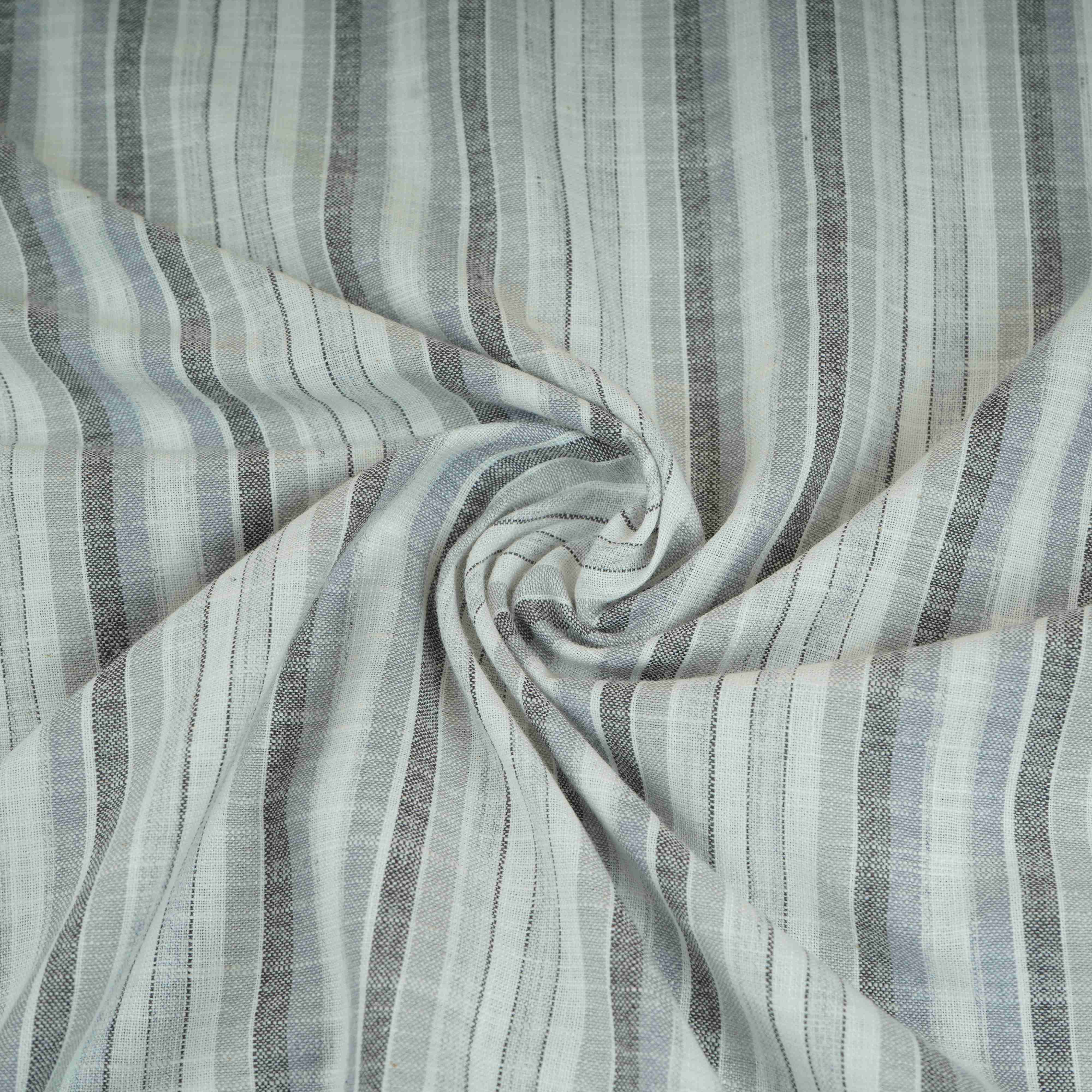Dark Grey with White Stripes Linen Fabric RS-30216 - Image 4