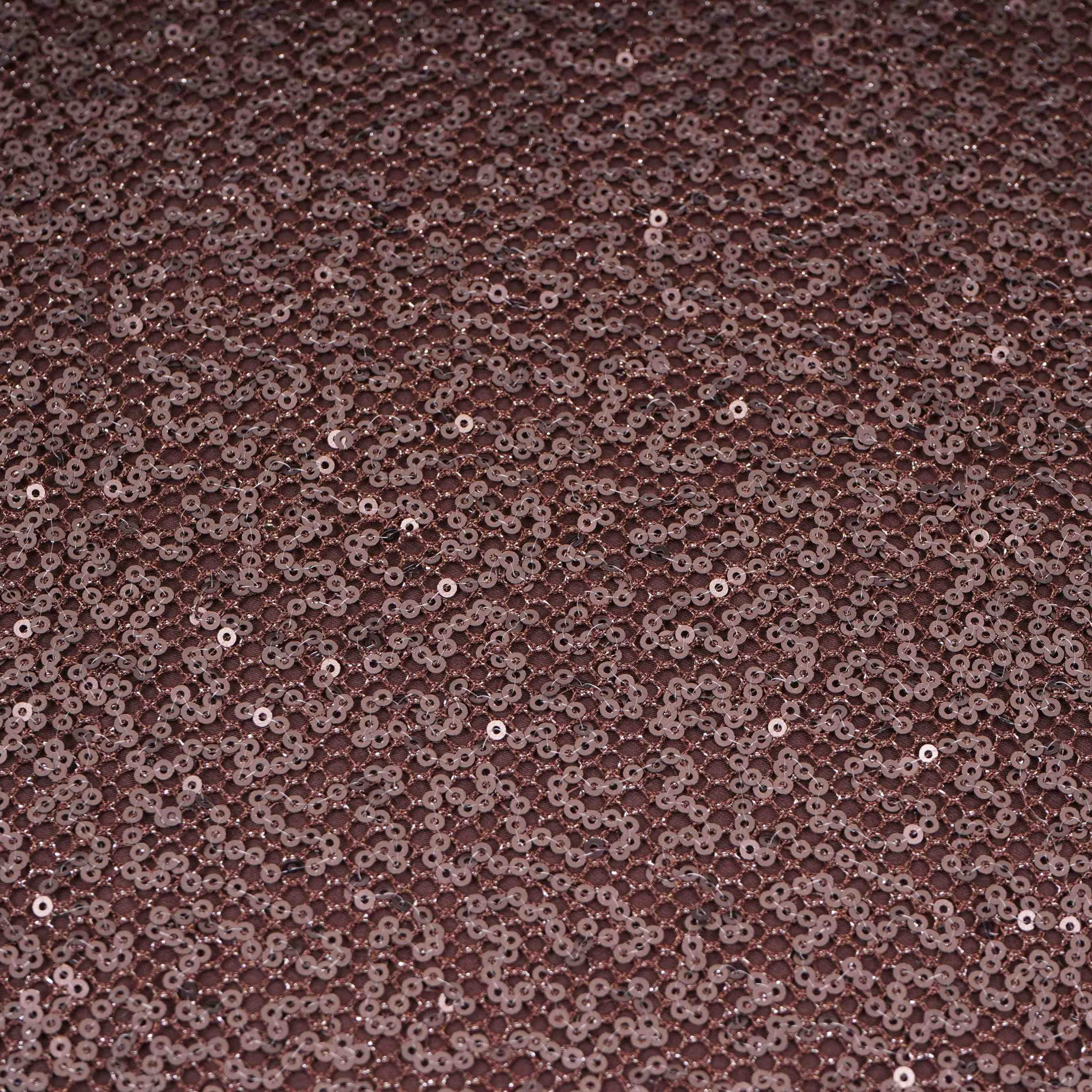 Dark Maroon Sequins Embroidery Net Fabric LI-32175 - Image 2