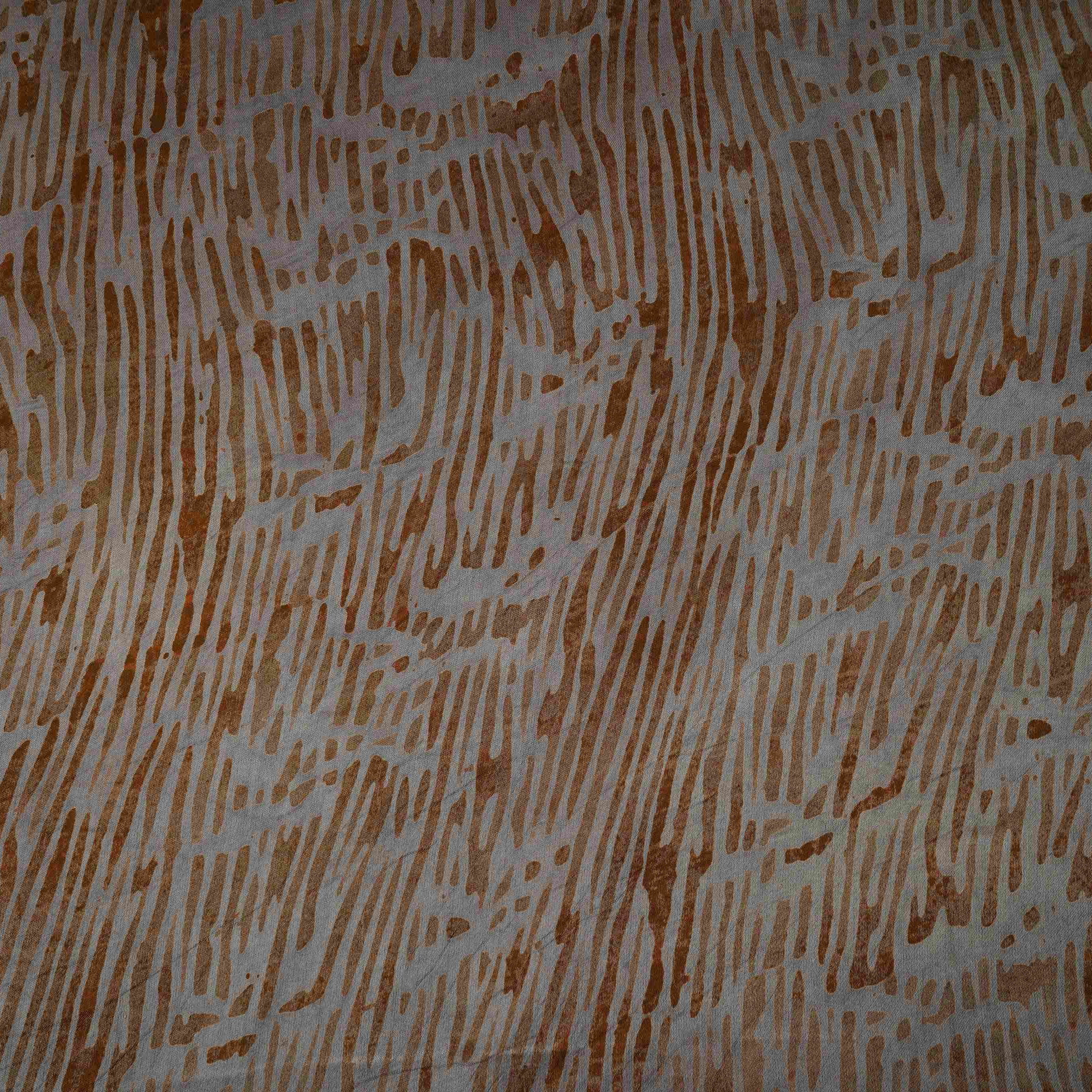 Dark Mustard Abstract Batik Print Modal Satin Fabric EEG-32470 - Image 2