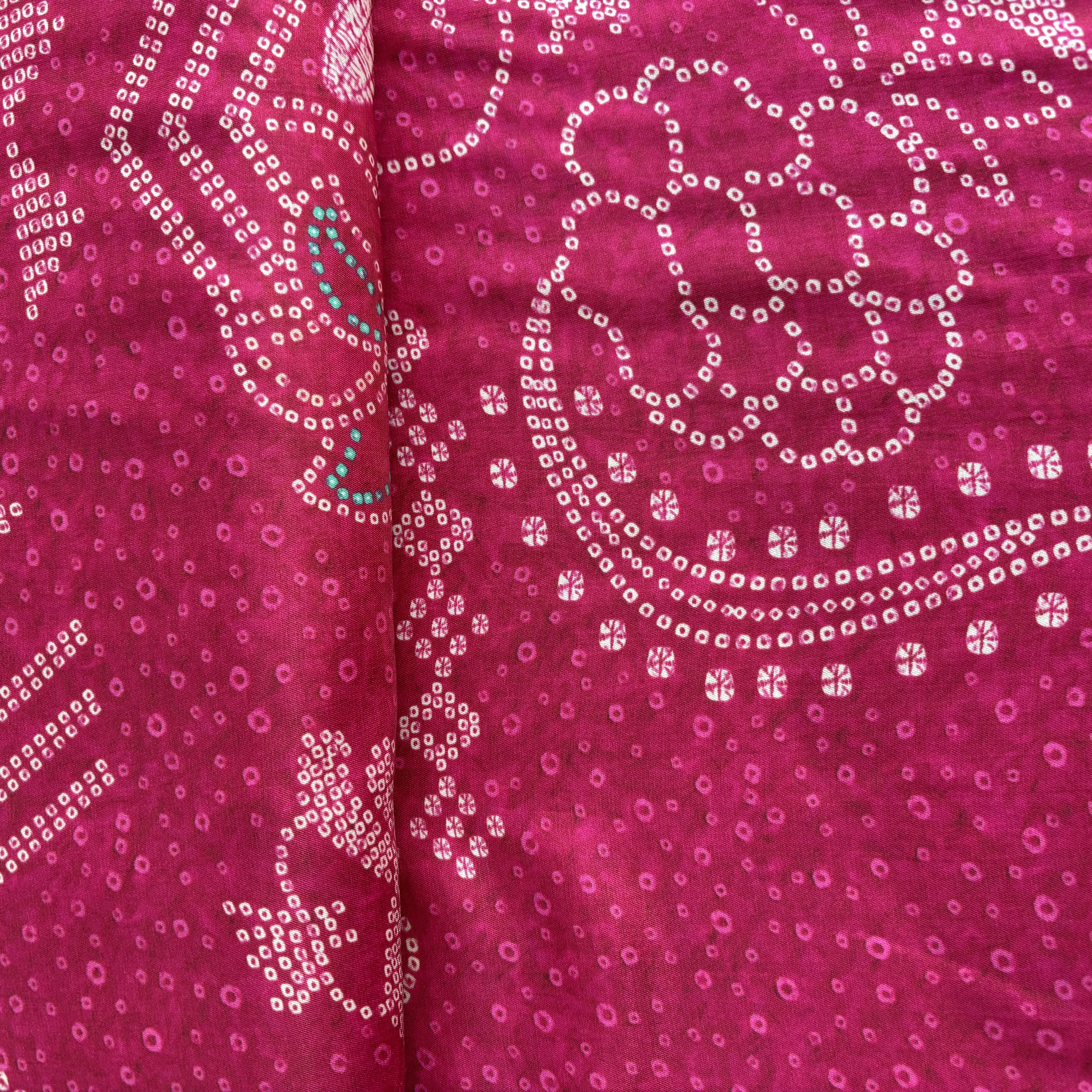 Dark Pink Bandhani Print Gaji Silk Fabric 17531 - Image 2