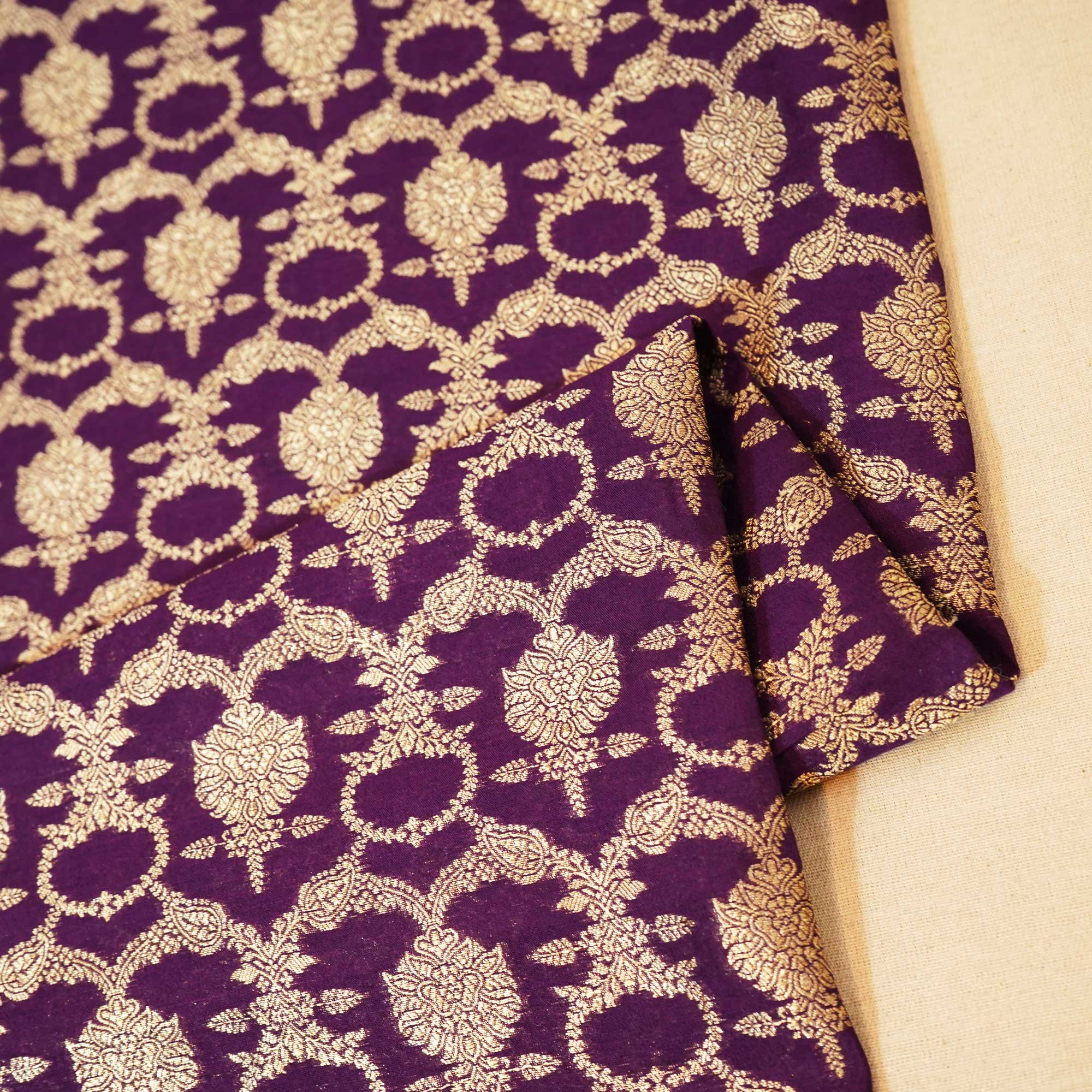 Dark Purple Jaal Chinnia Katan Silk YF-24426 - Image 2