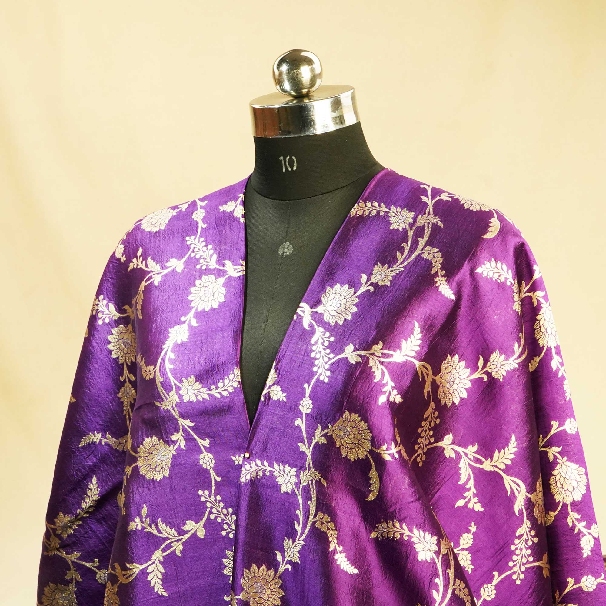 Dark Purple Sona Rupa Jaal Dupian Silk Tissue YF-24409 - Image 4