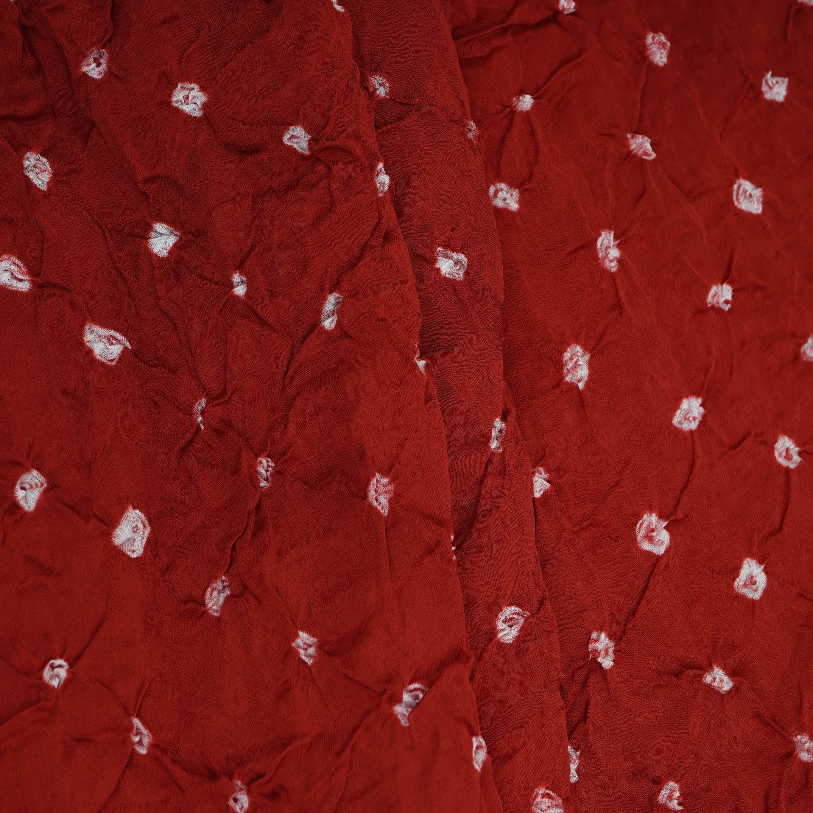 Dark Red Bandhani Print Modal Satin Fabric EEG-32220 - Image 5