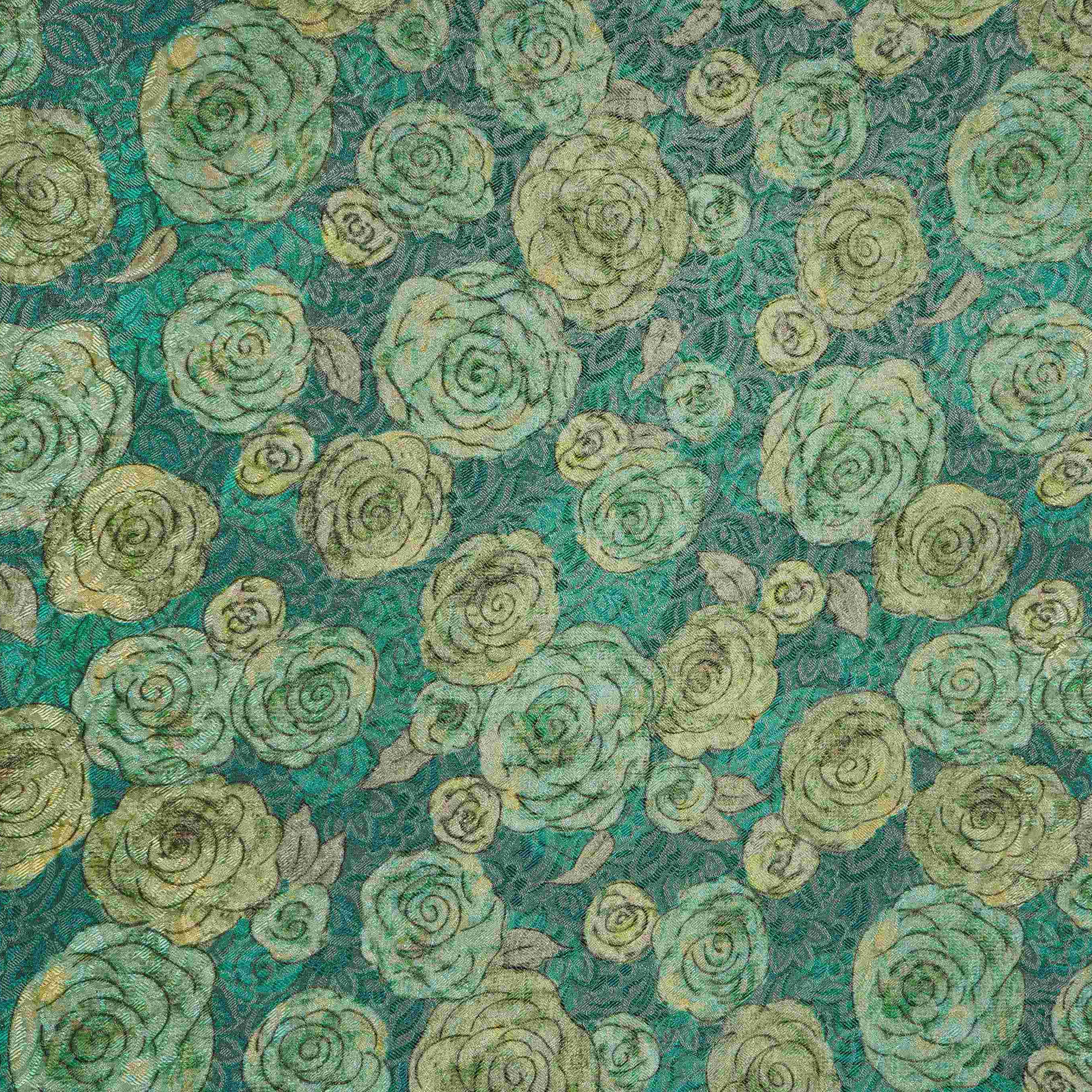 Dark Teal floral Jacquard Tissue Fabric MTF-31798 - Image 2
