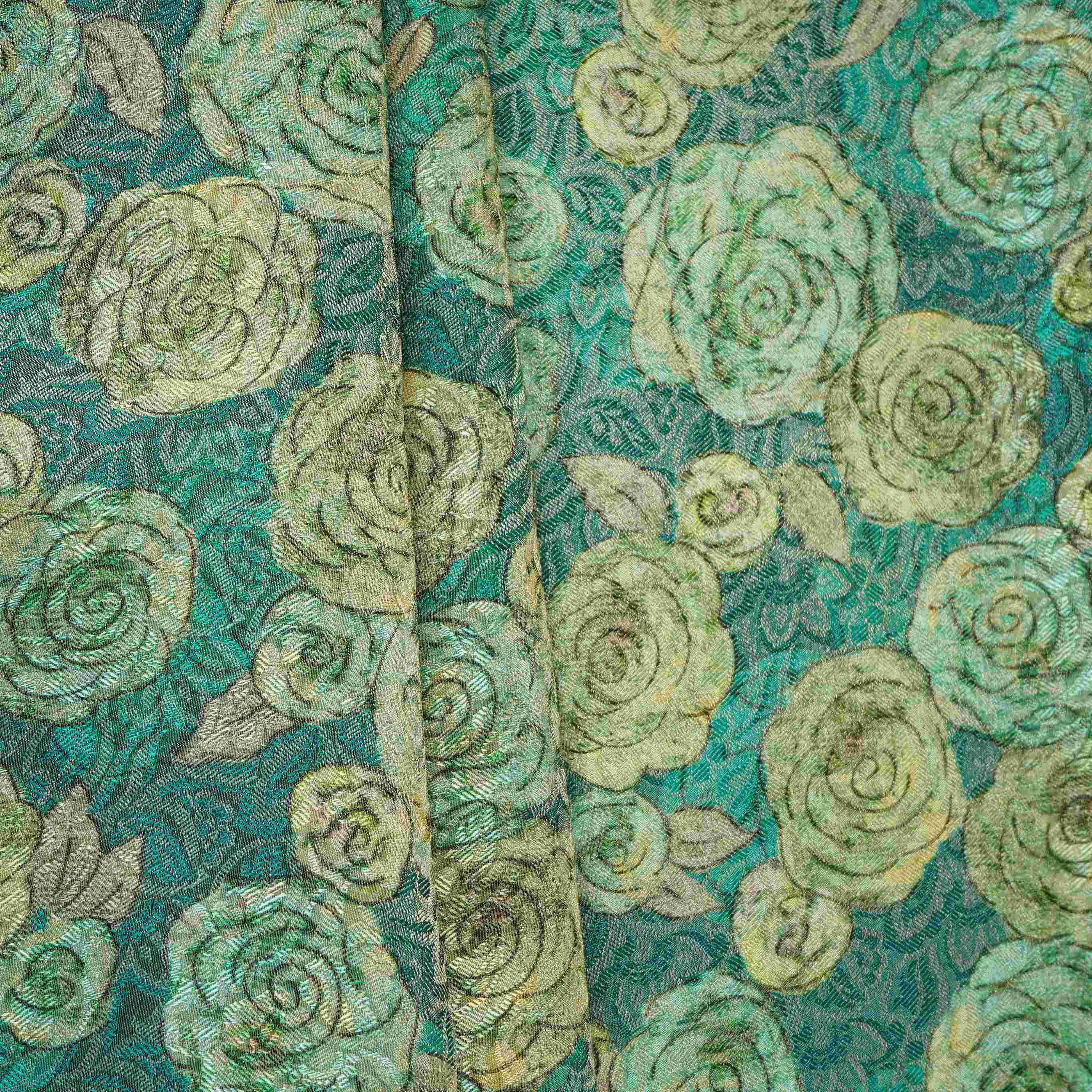 Dark Teal floral Jacquard Tissue Fabric MTF-31798 - Image 4