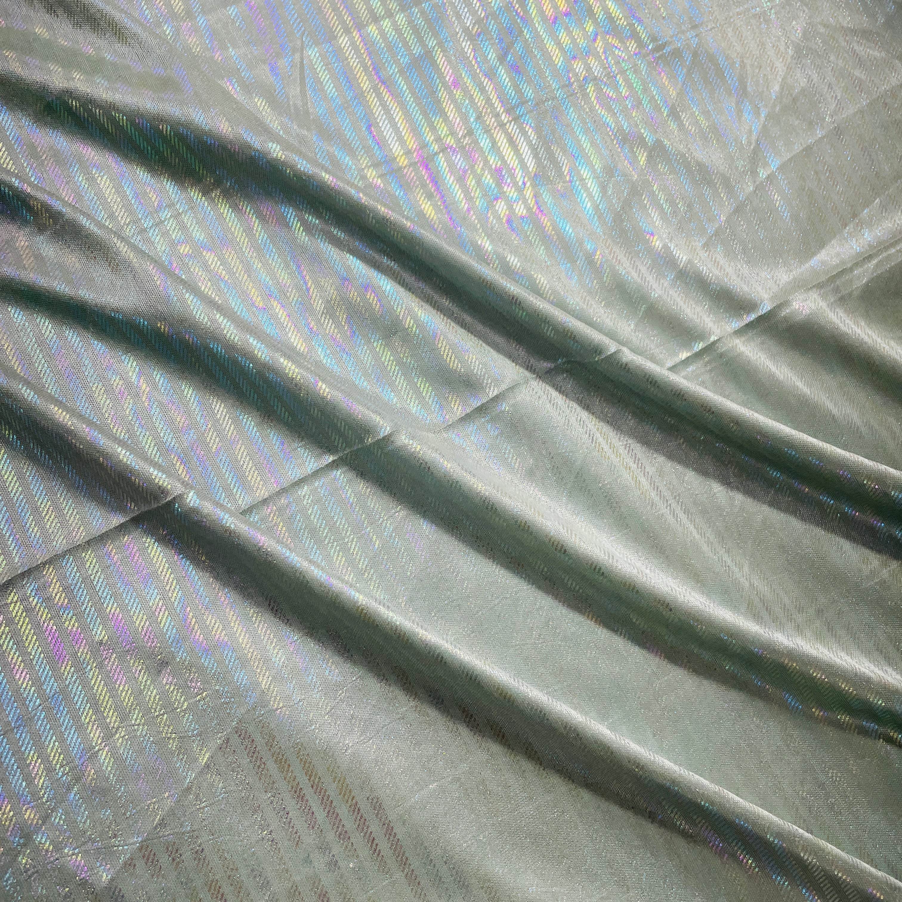 Dull Green Stripes D Rainbow With Lurex Knit Lycra Fabric - Image 3